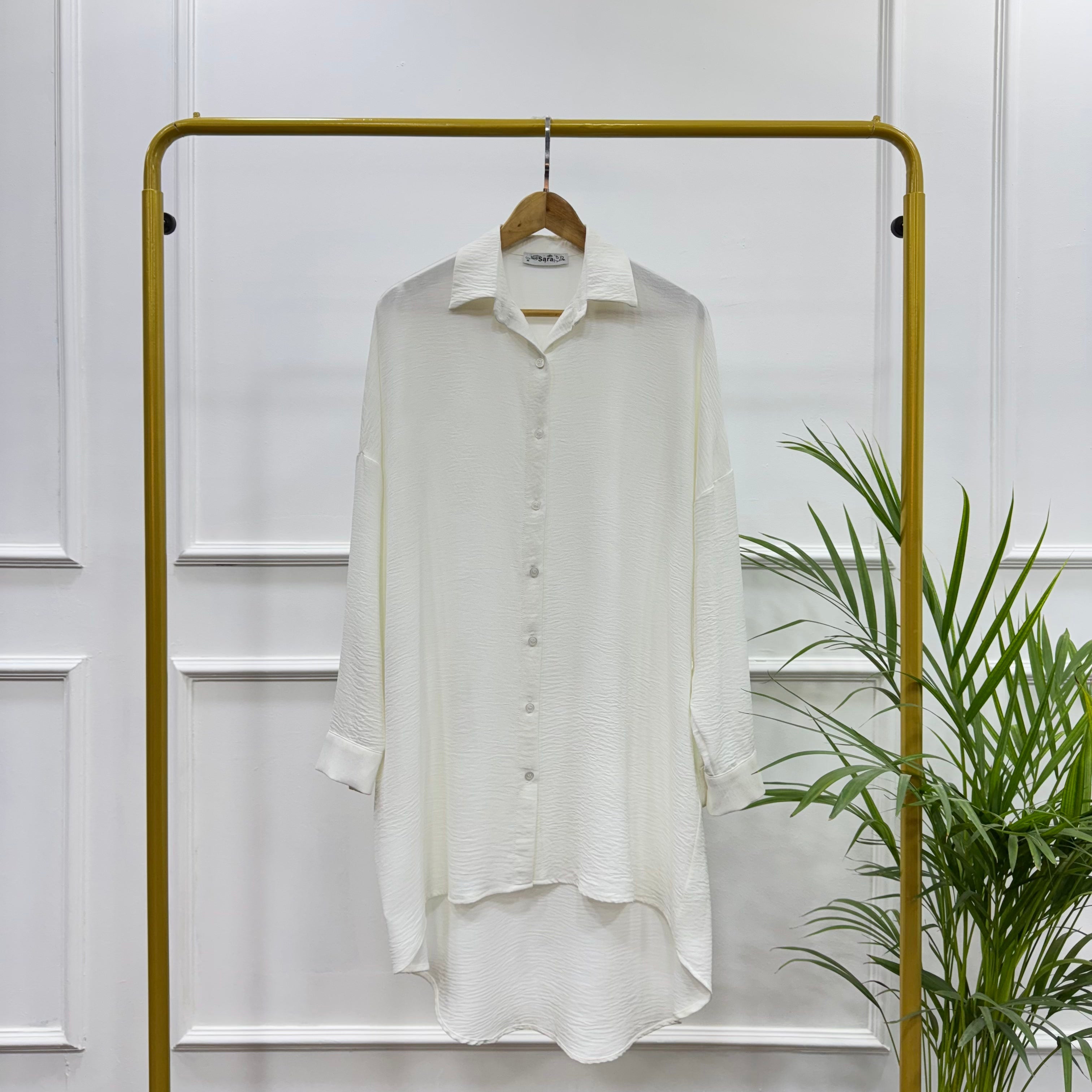 High-low Tunic-Cotton Viscose-Of White