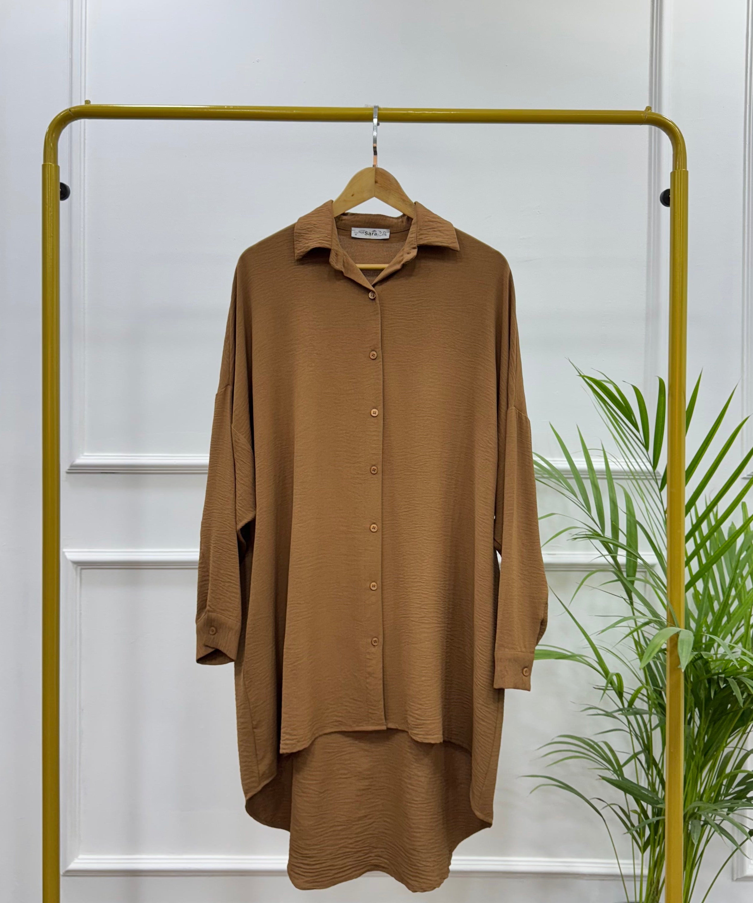 High-low Tunic-Cotton Viscose-Brown