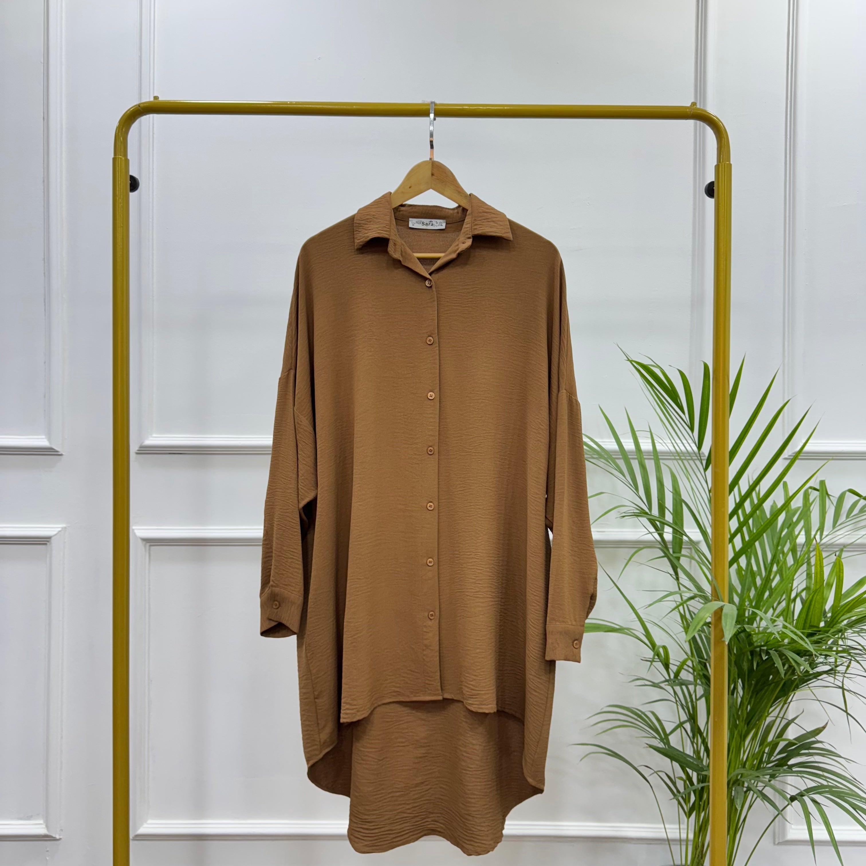 High-low Tunic-Cotton Viscose-Brown