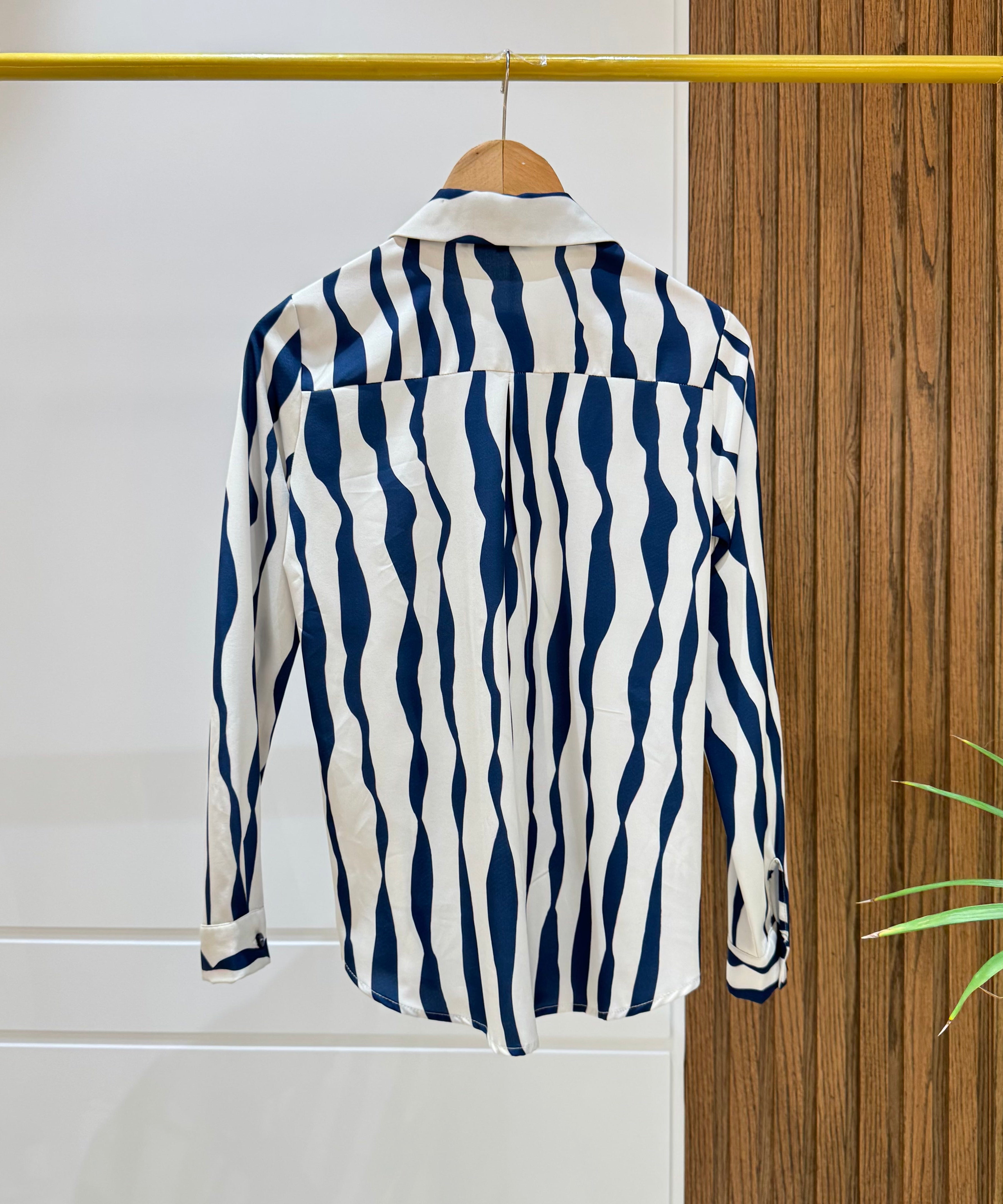 Shirt-Chiffon crepe-Navy