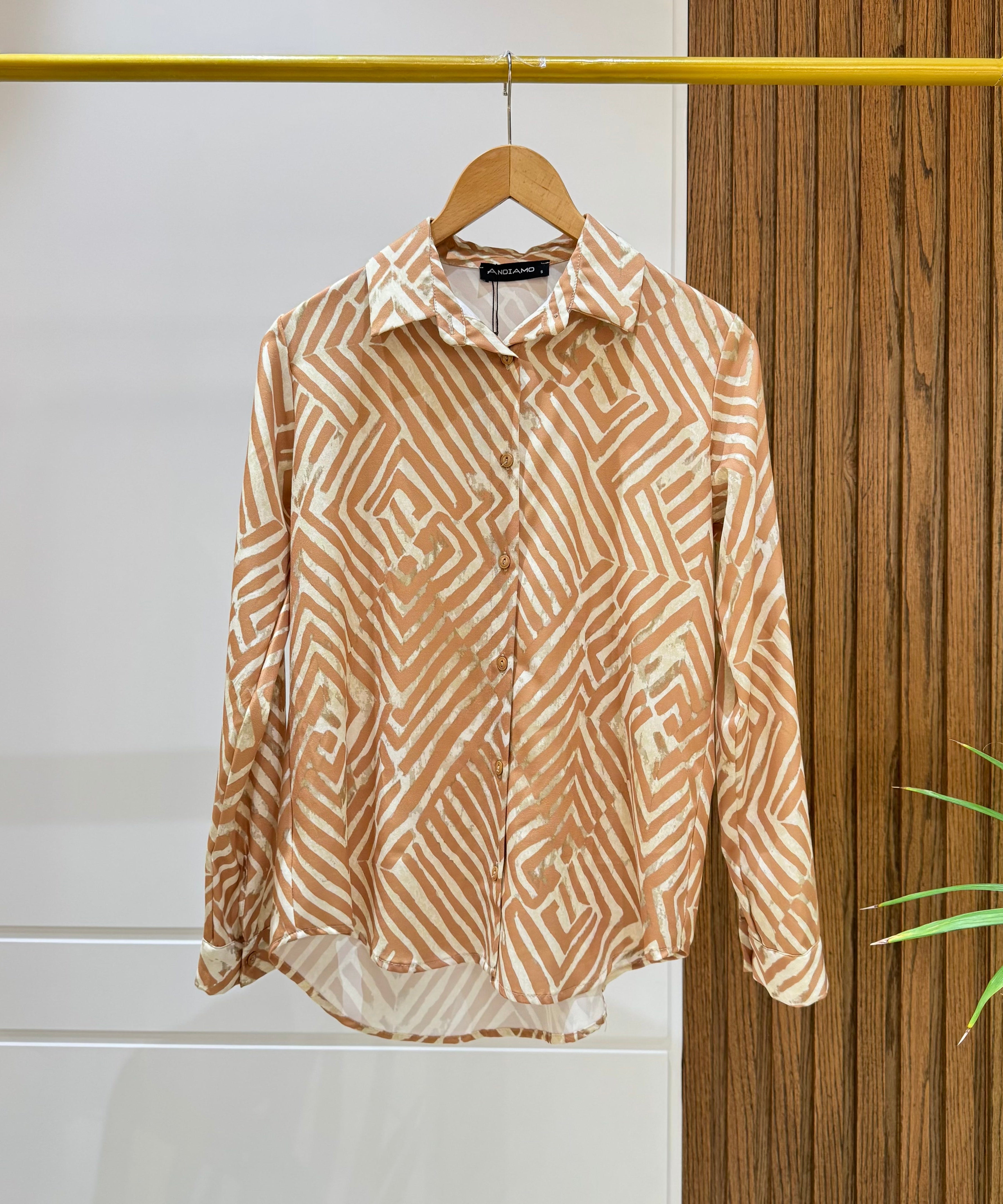 Shirt - Chiffon crepe - Beige