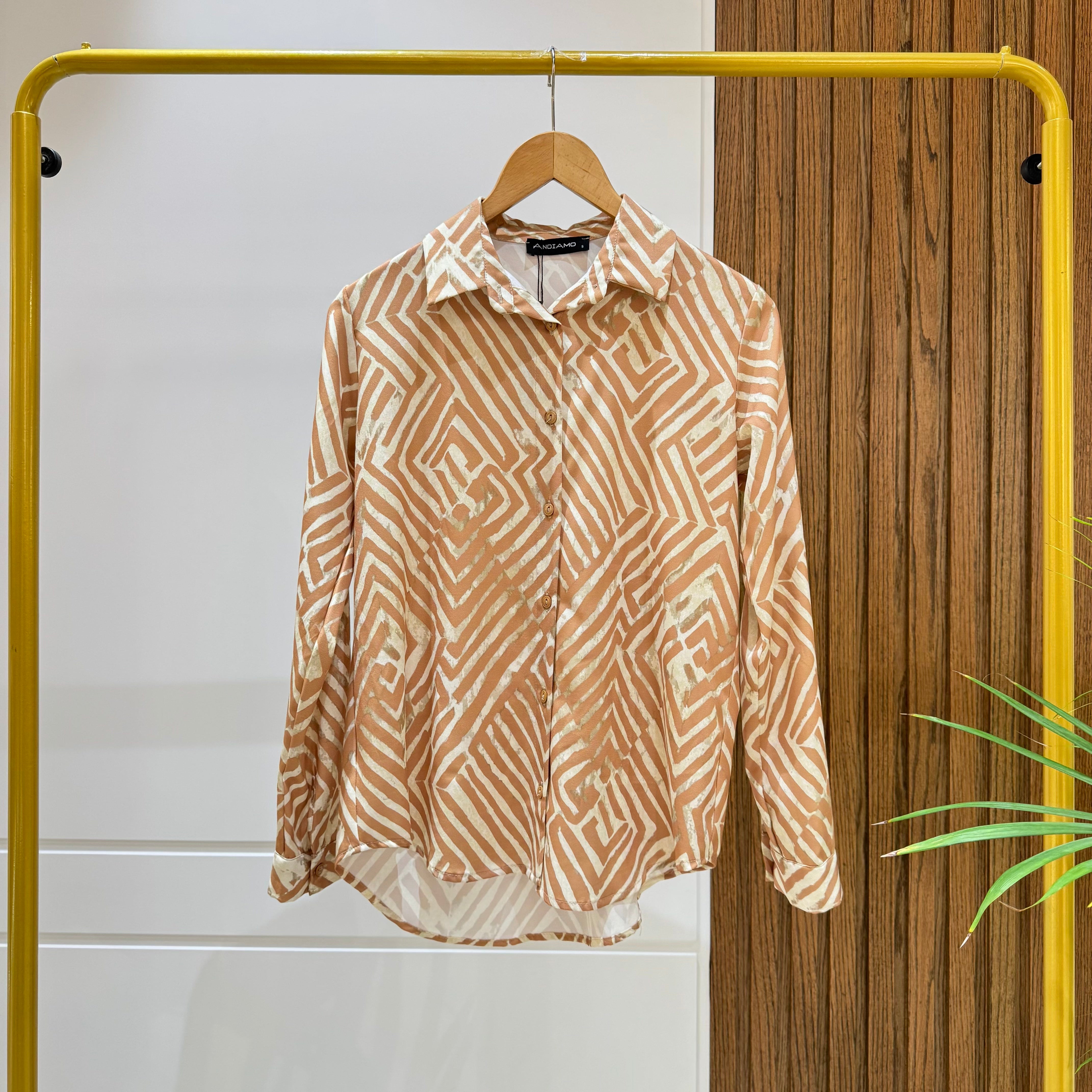 Shirt-Chiffon crepe-Beige