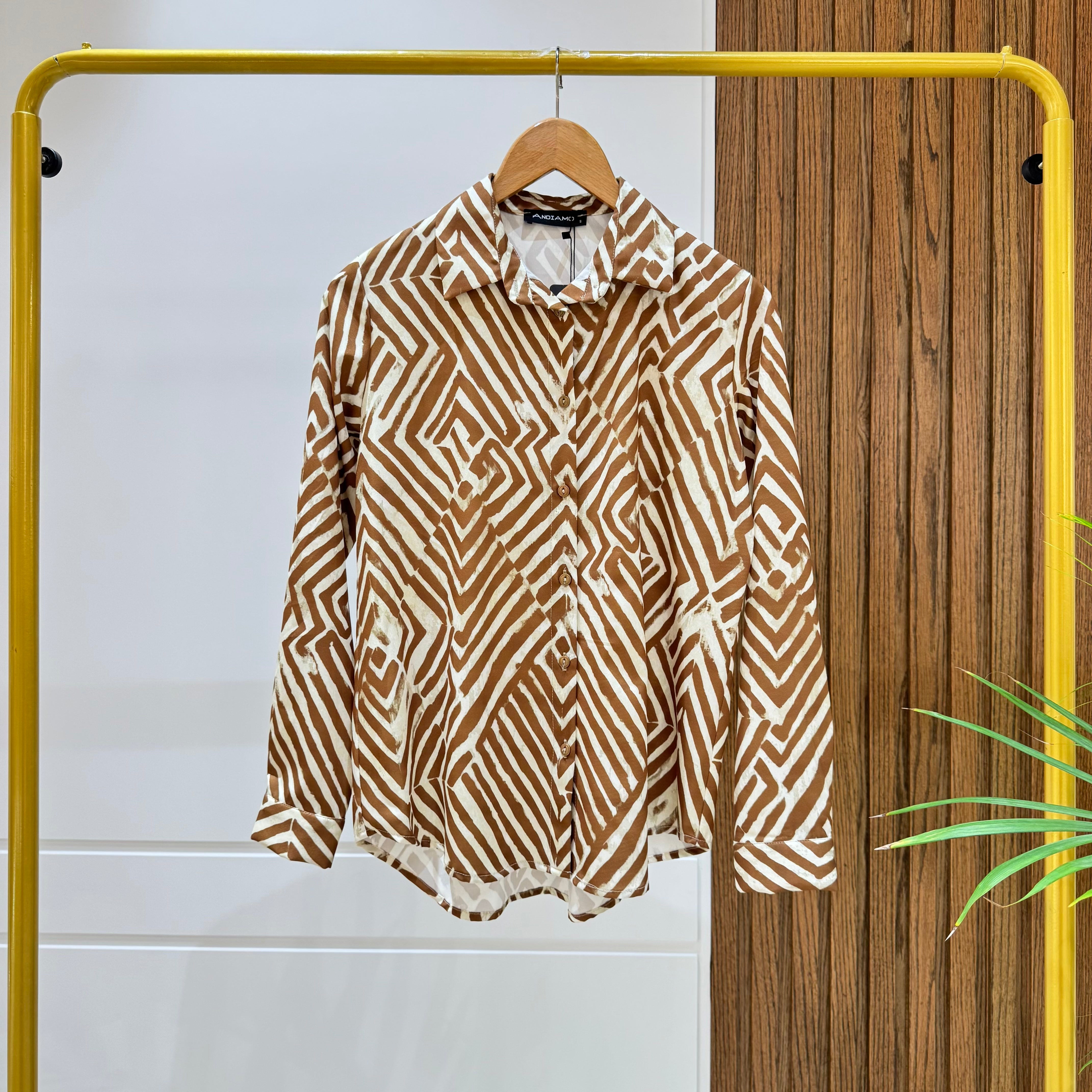 Shirt-Chiffon crepe-Cafee