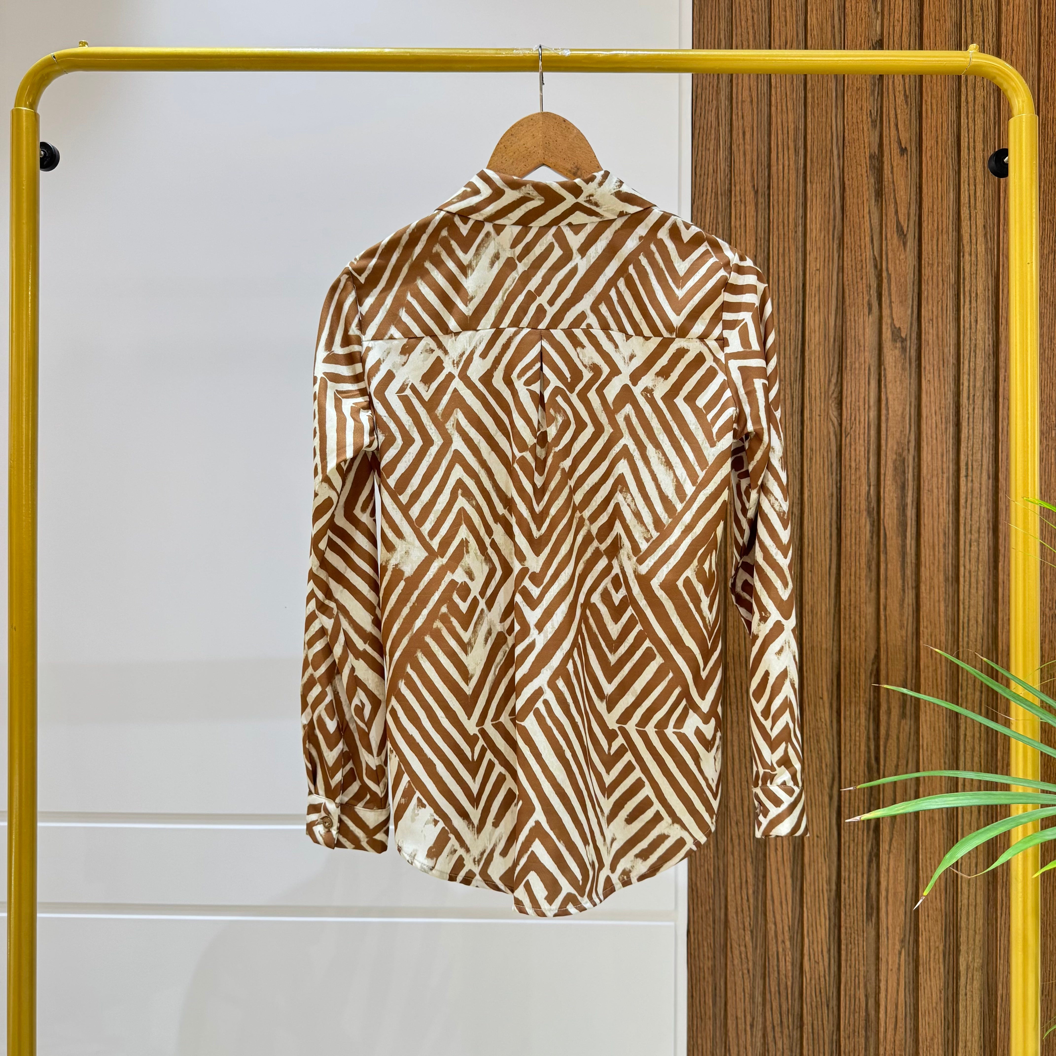 Shirt-Chiffon crepe-Cafee