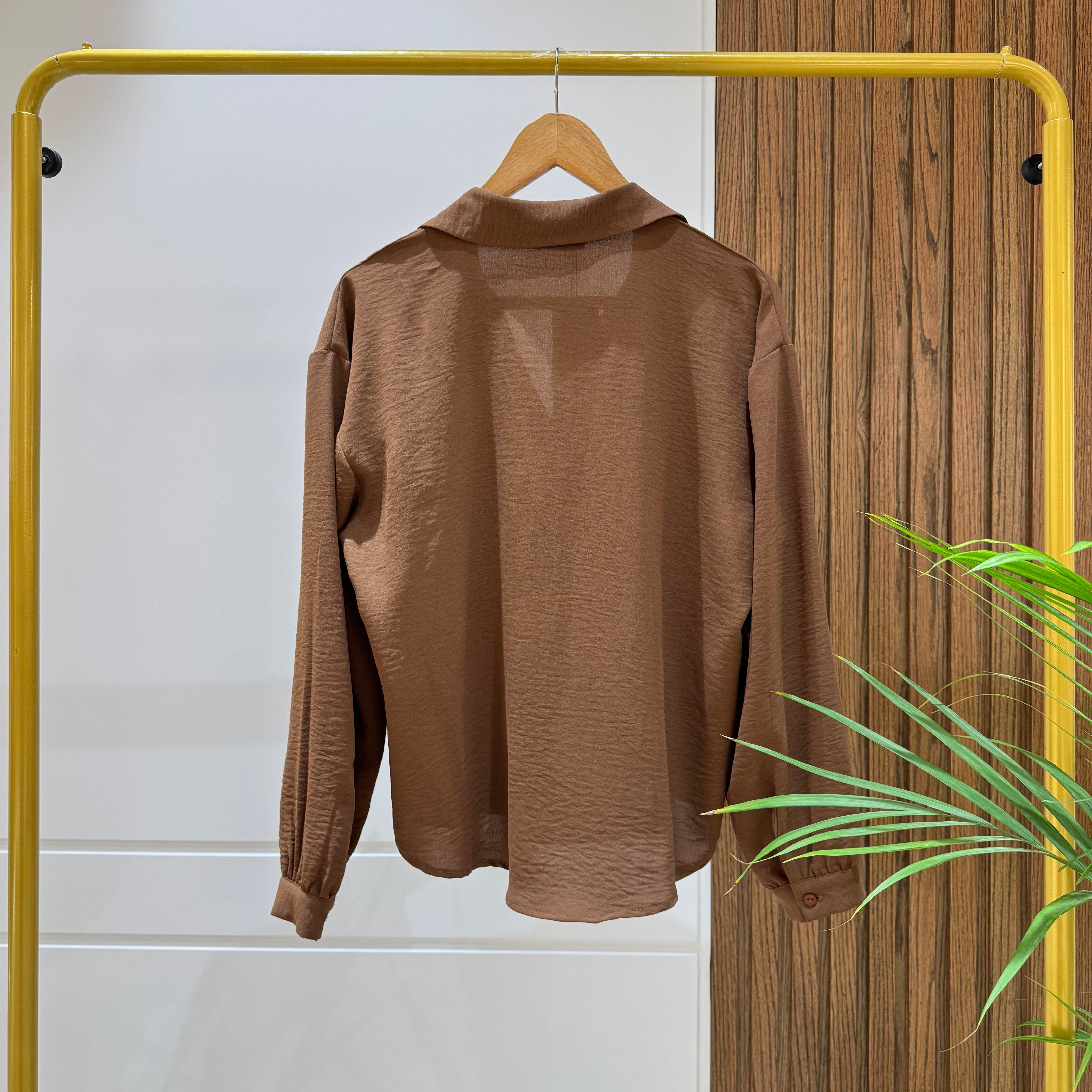 Blouse-Cotton Viscose-BROWN