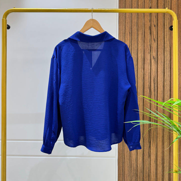 Blouse-Cotton Viscose-BLUE