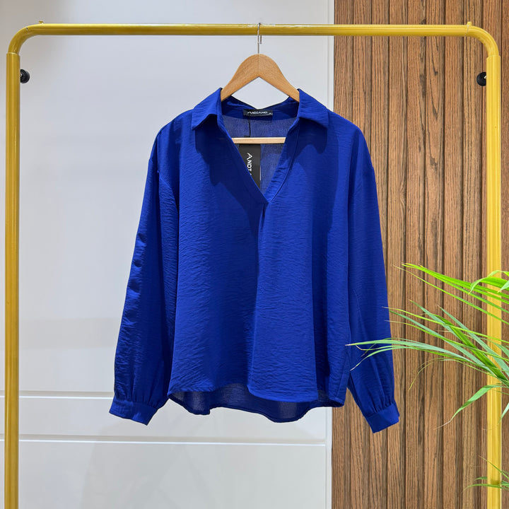 Blouse-Cotton Viscose-BLUE