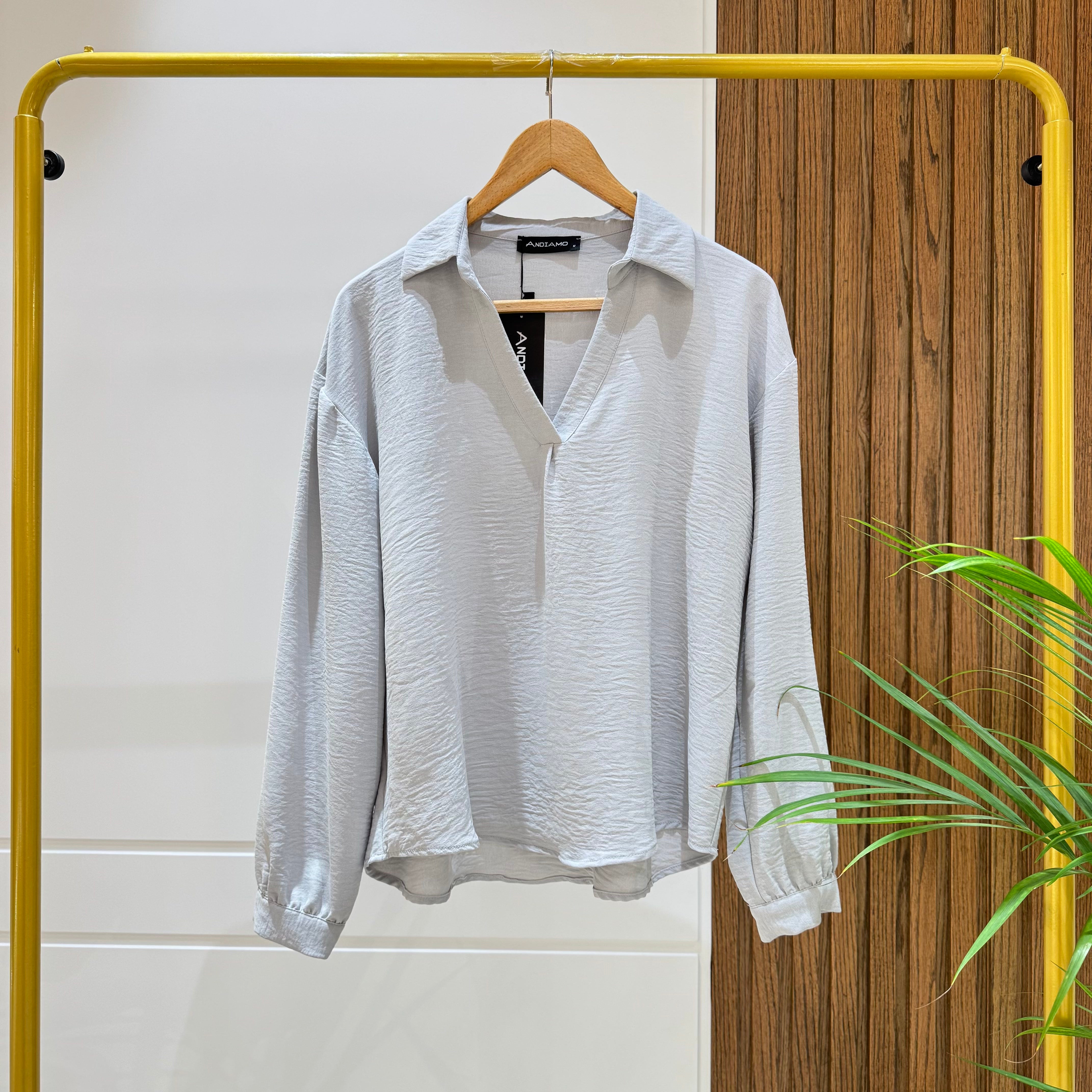 Blouse-Cotton Viscose-GRAY