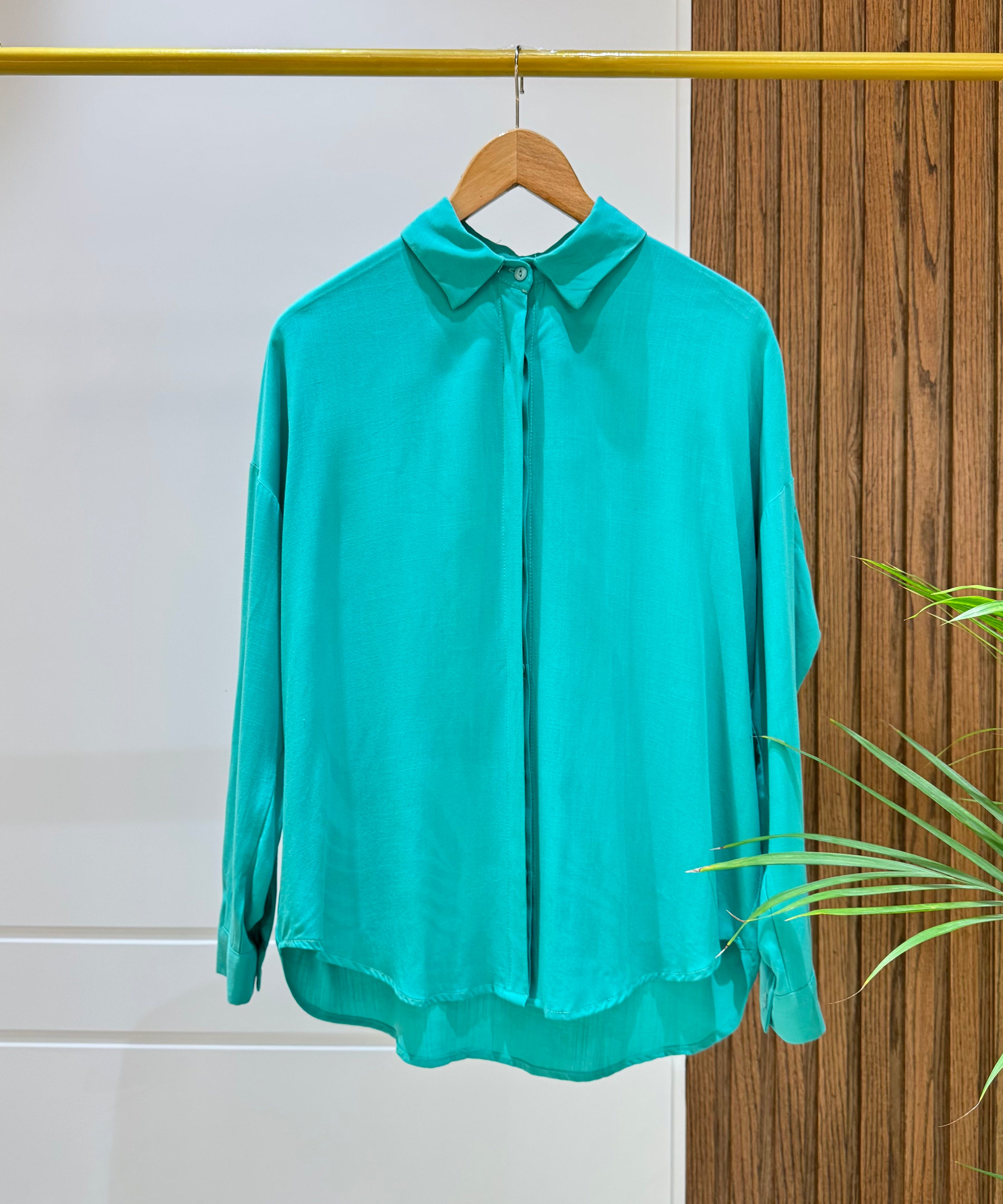 Shirt-Cotton Viscose-AQUA
