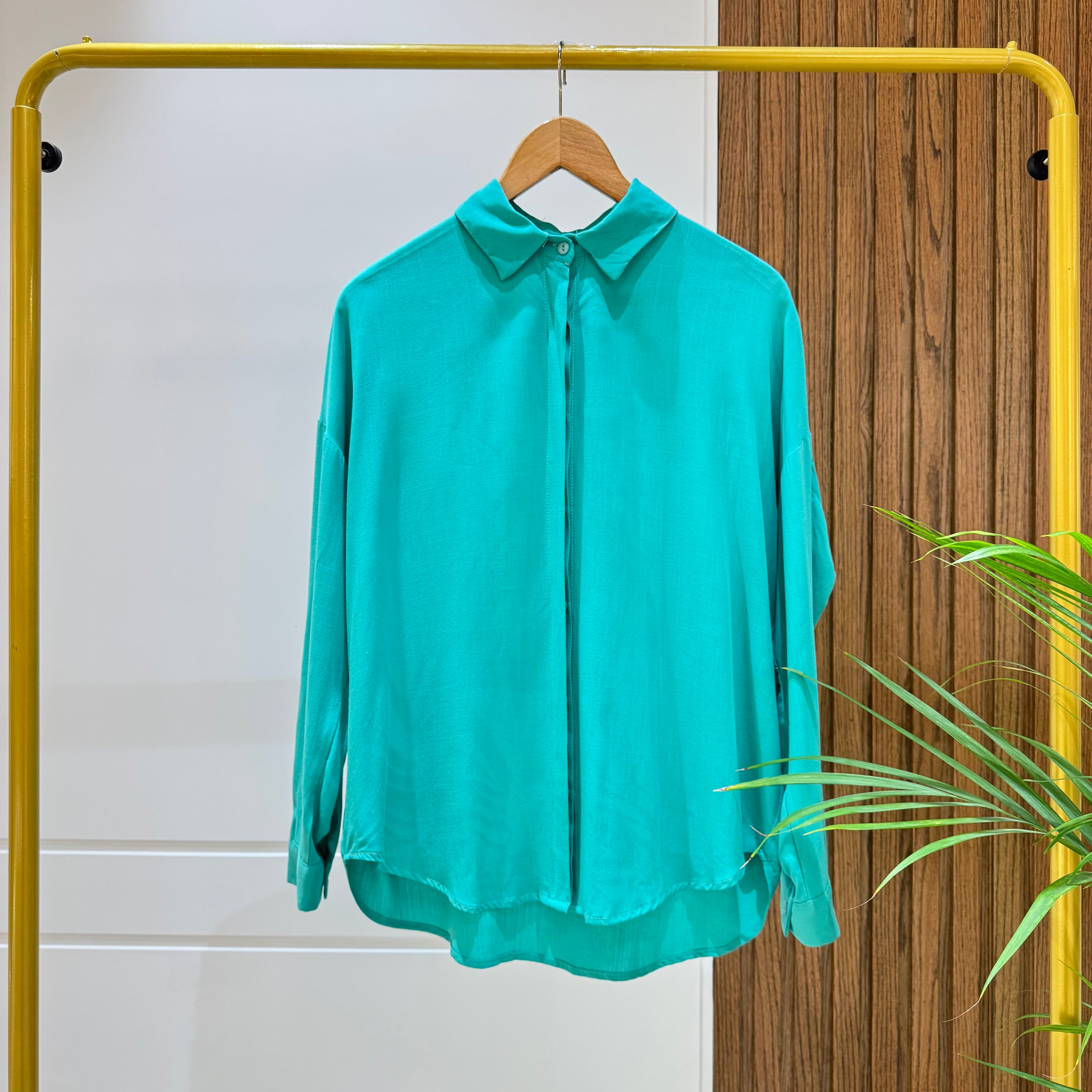 Shirt-Cotton Viscose-AQUA