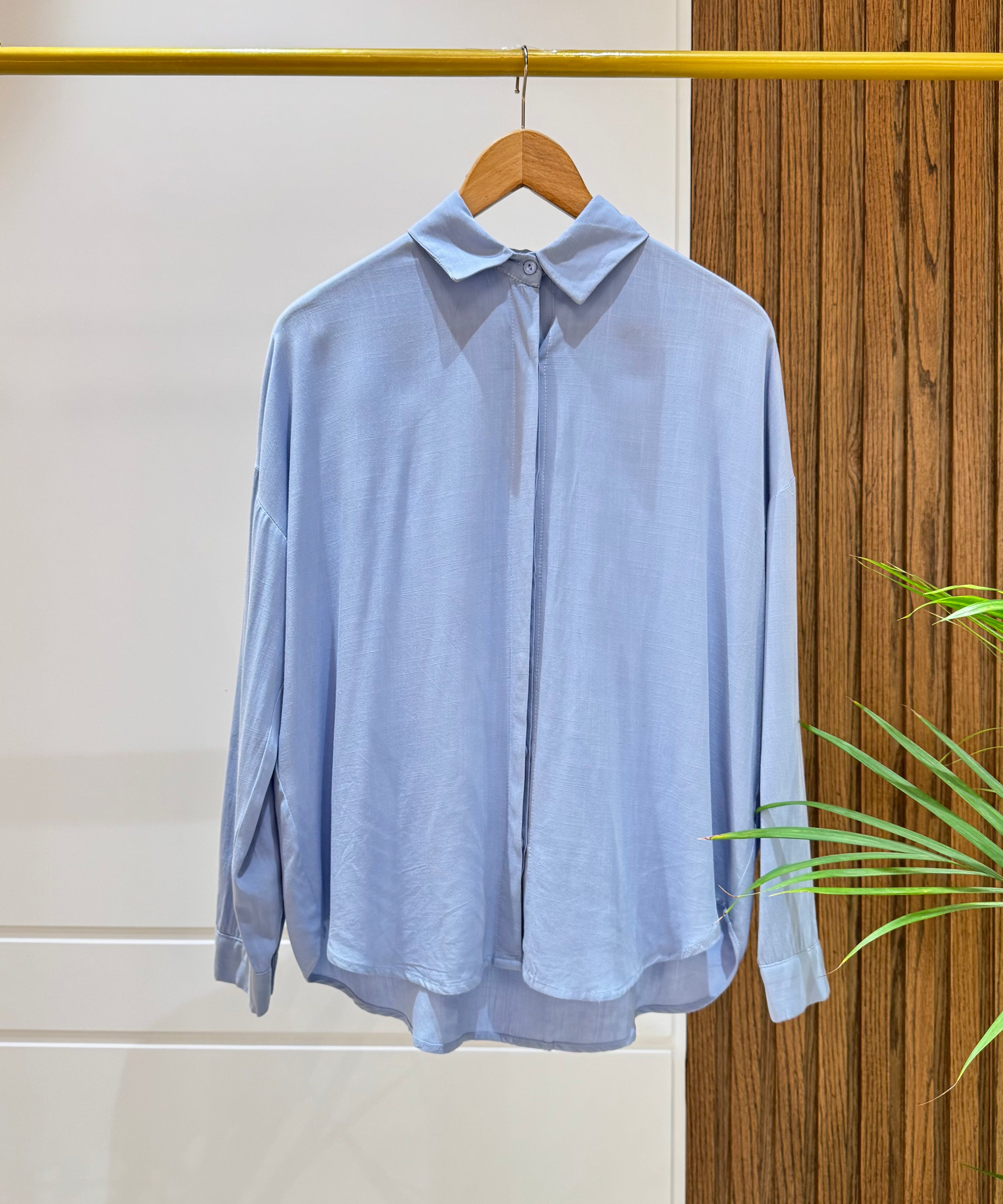 Shirt-Cotton Viscose-SKY BLUE