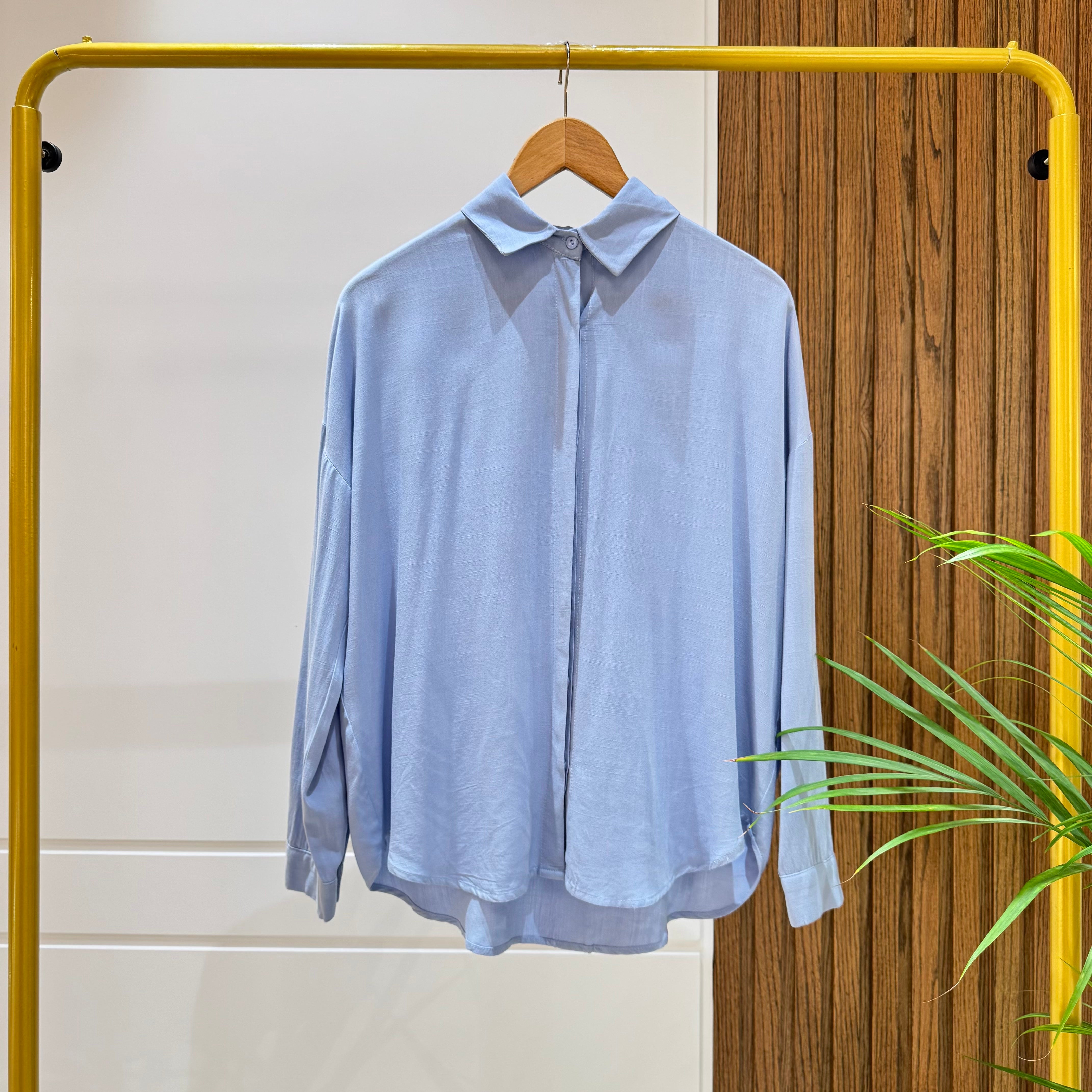 Shirt-Cotton Viscose-SKY BLUE