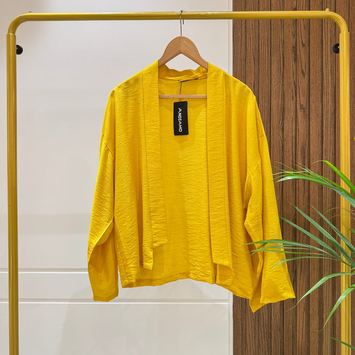 Cardigan-Spanish Linen-MUSTARD