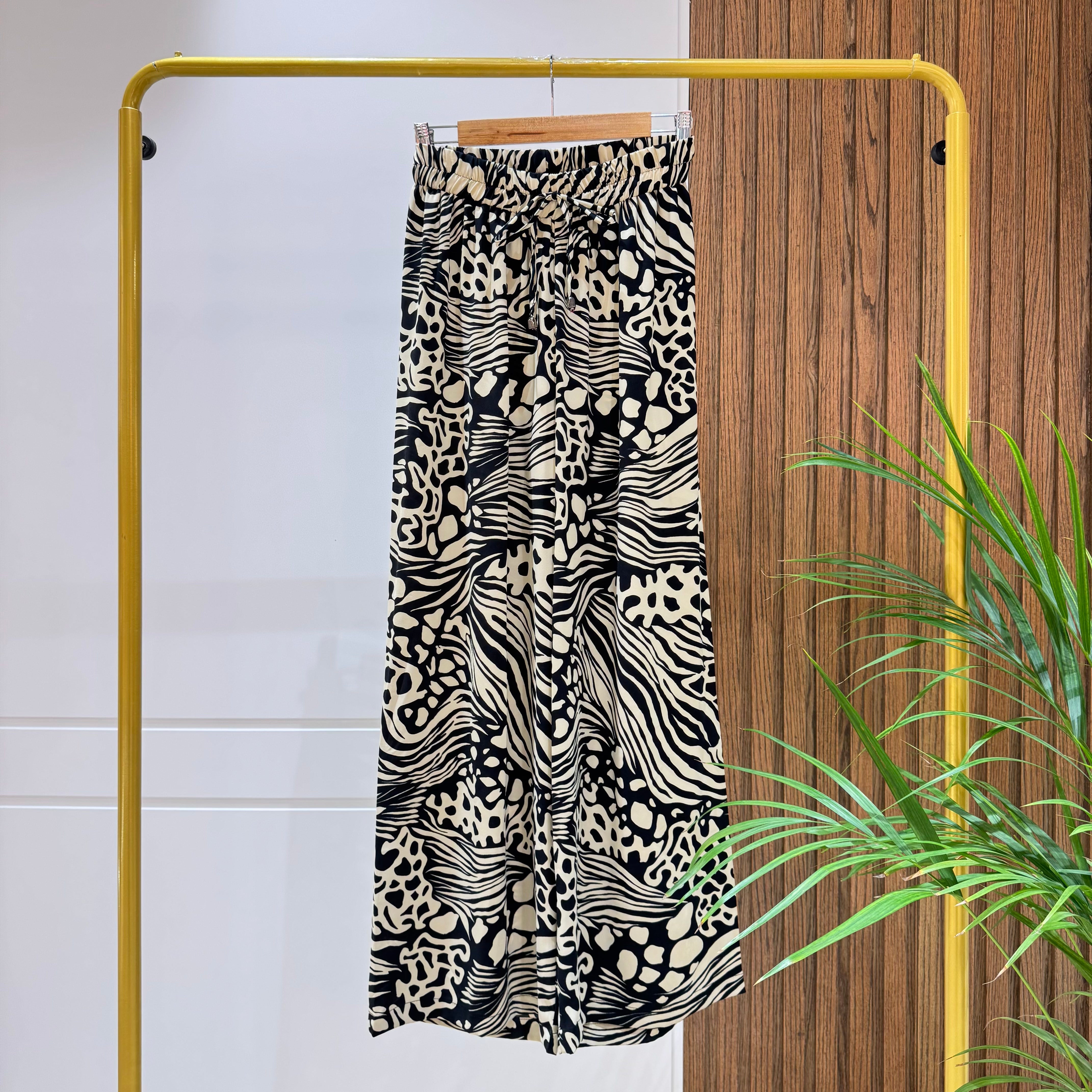 Trousers-Chiffon Crepe-BEIGE