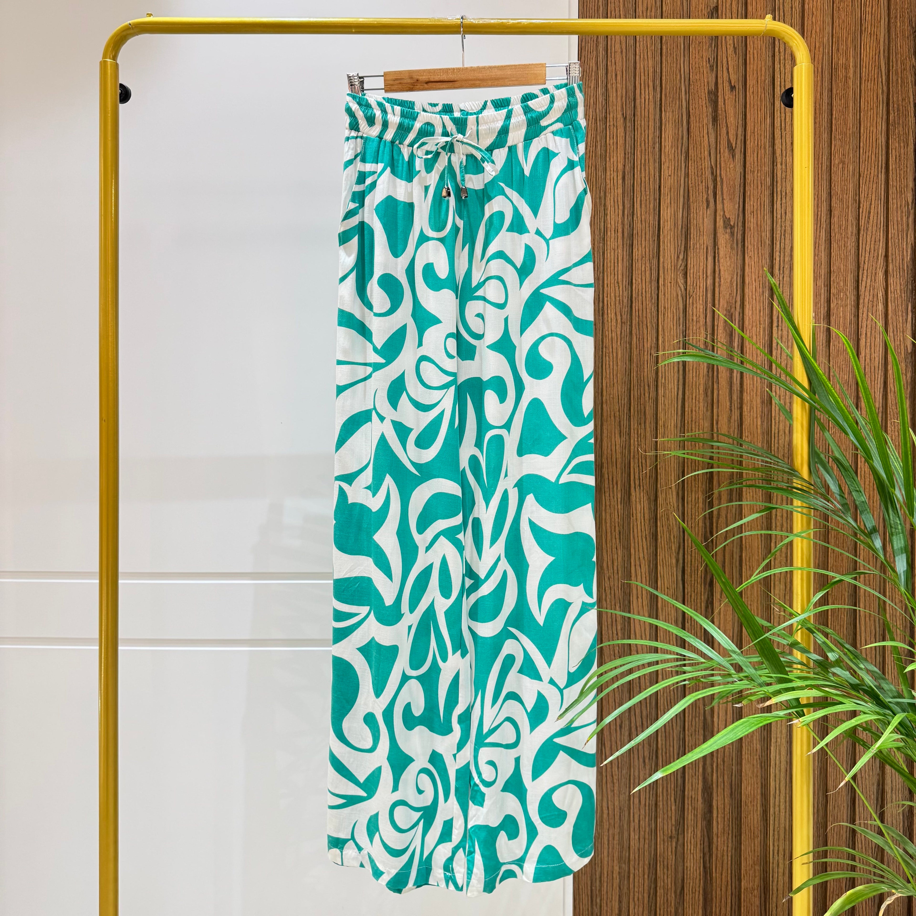 Trousers-cotton viscose-GREEN