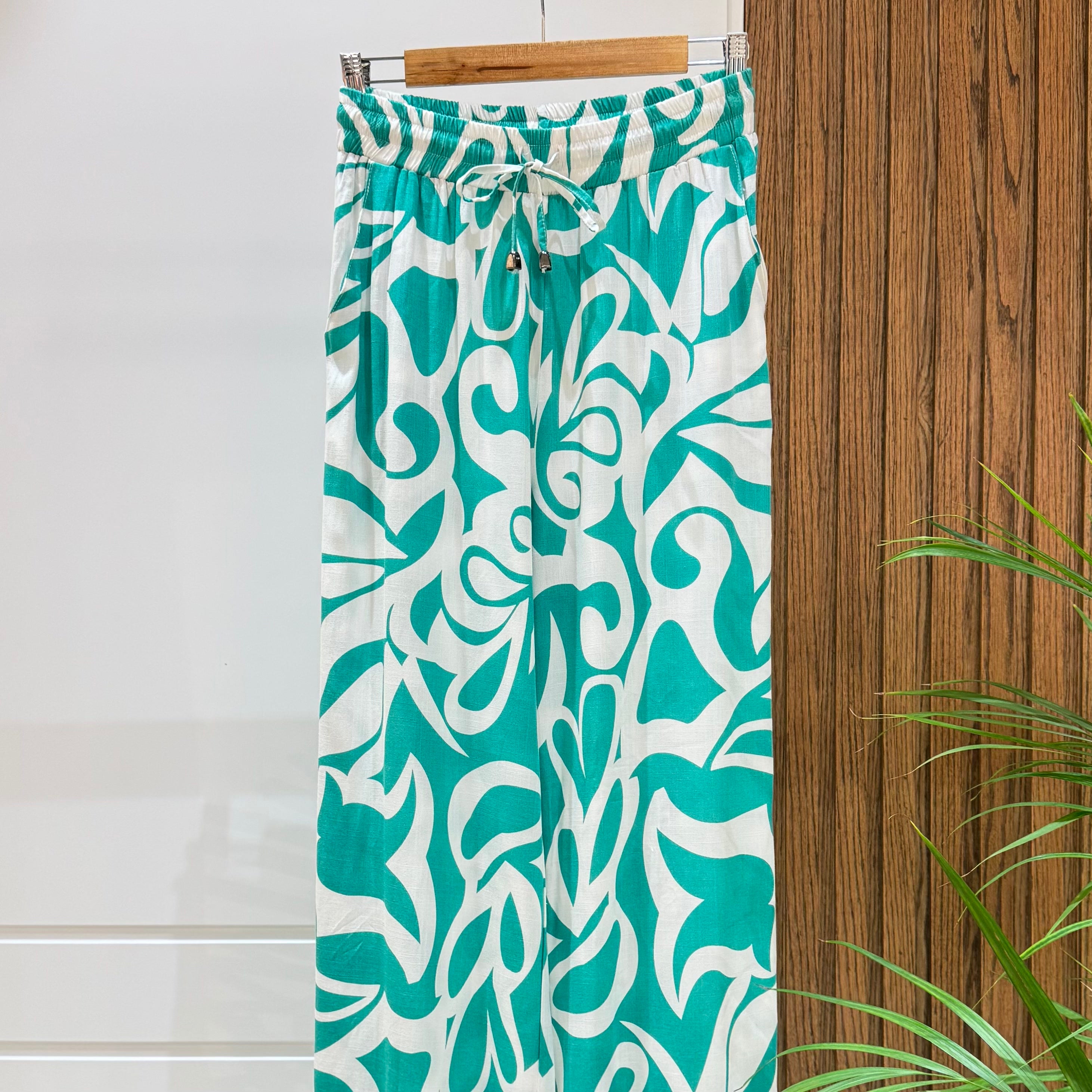 Trousers-cotton viscose-GREEN
