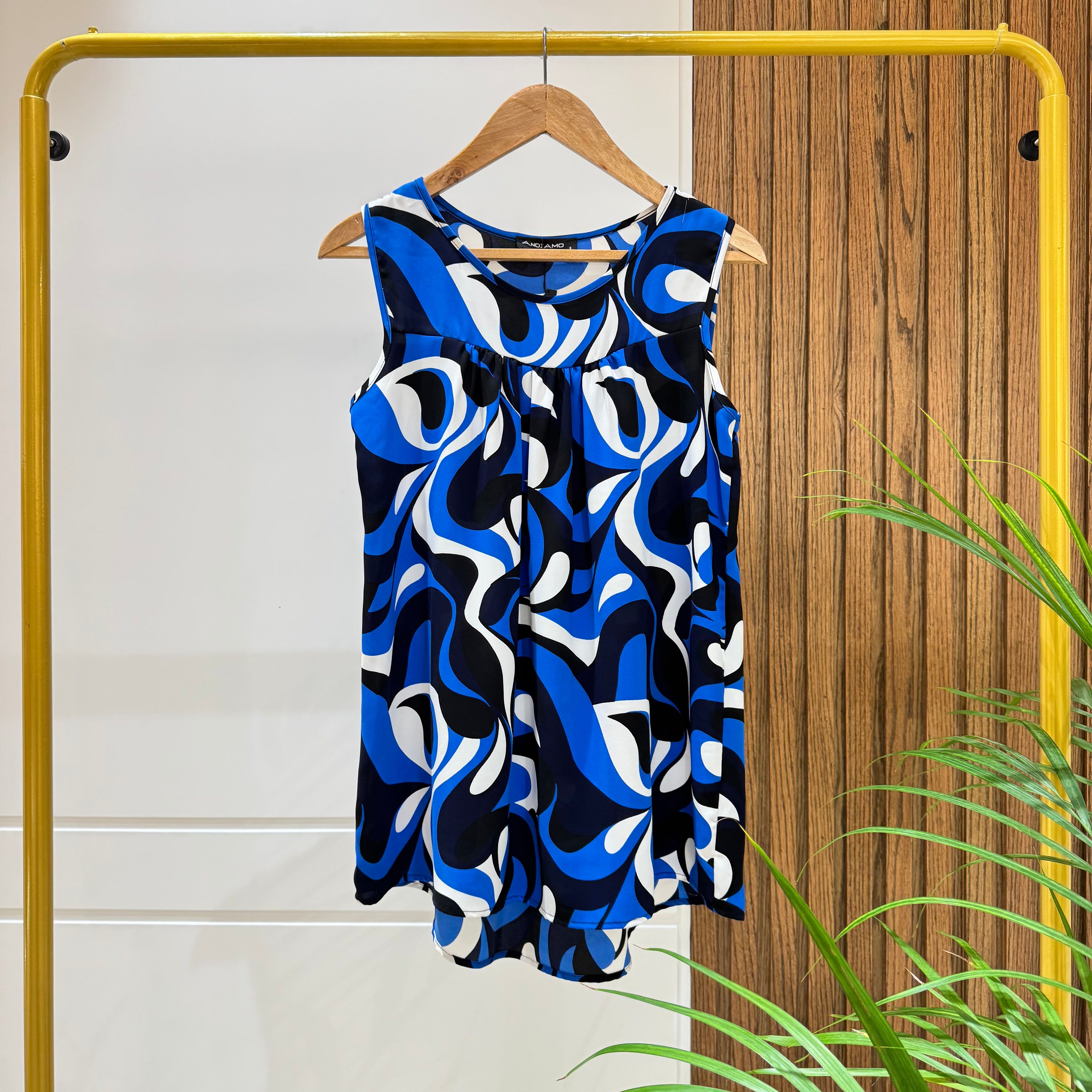 Blouse-Chiffon Crepe-BLUE