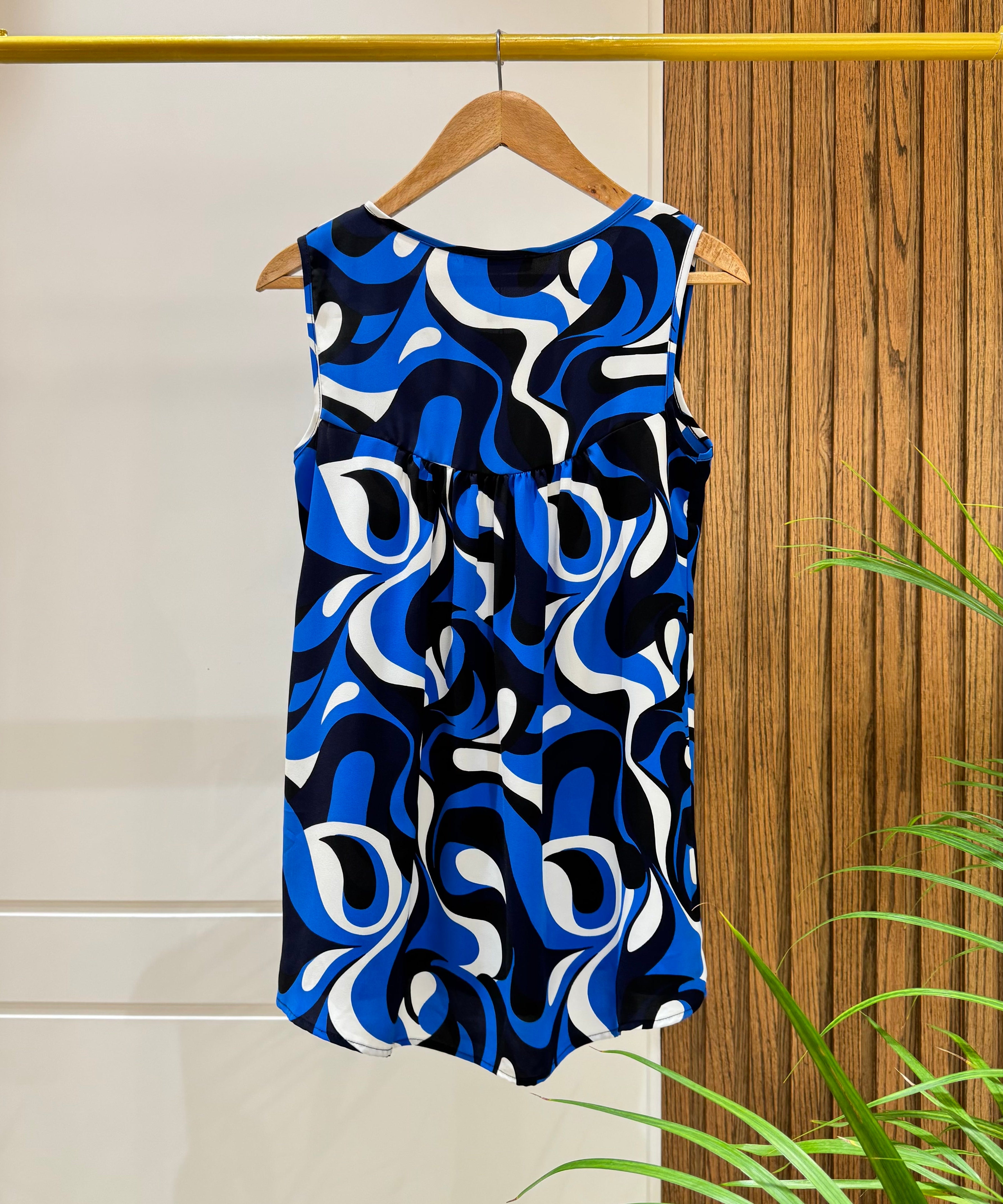 Blouse-Chiffon Crepe-BLUE