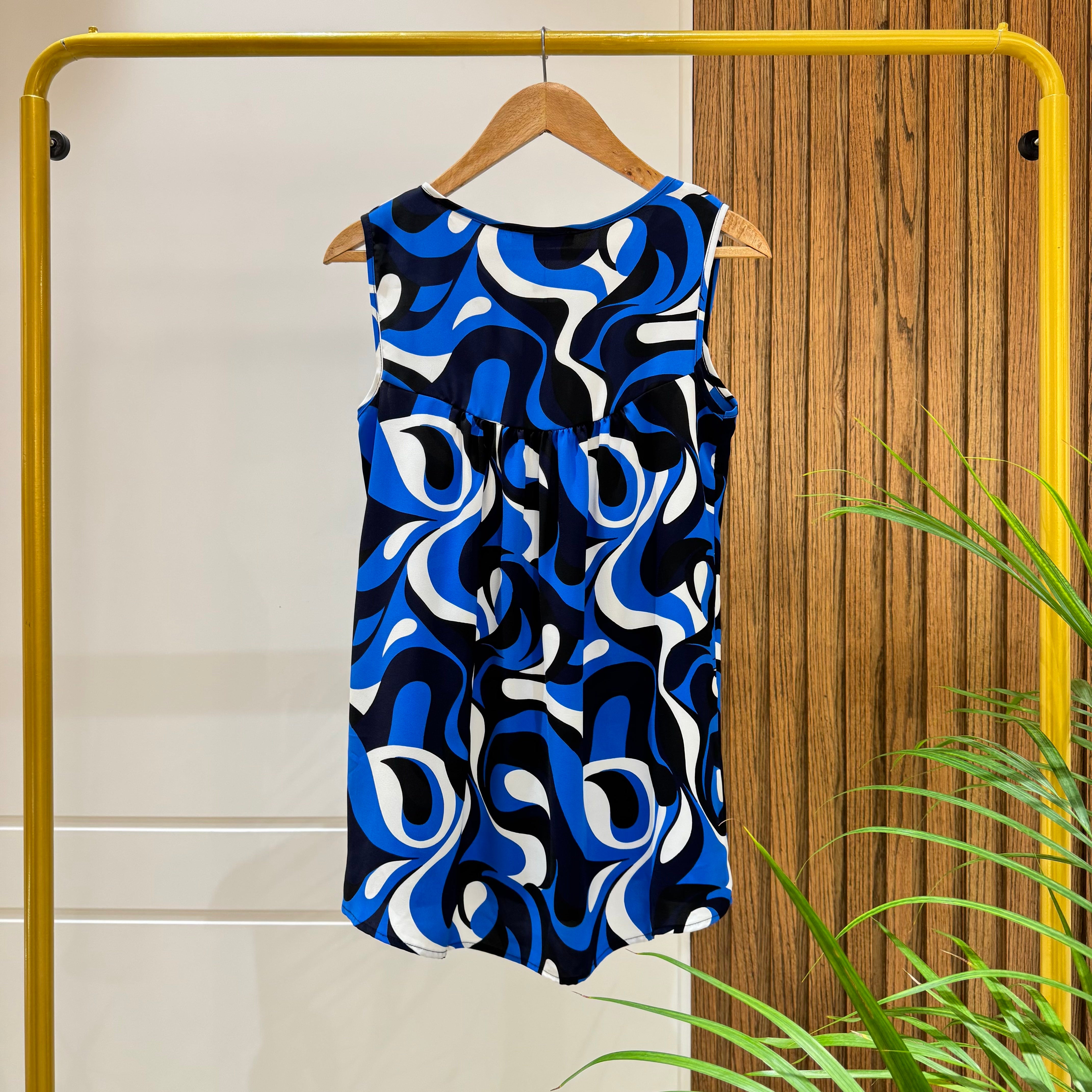 Blouse-Chiffon Crepe-BLUE