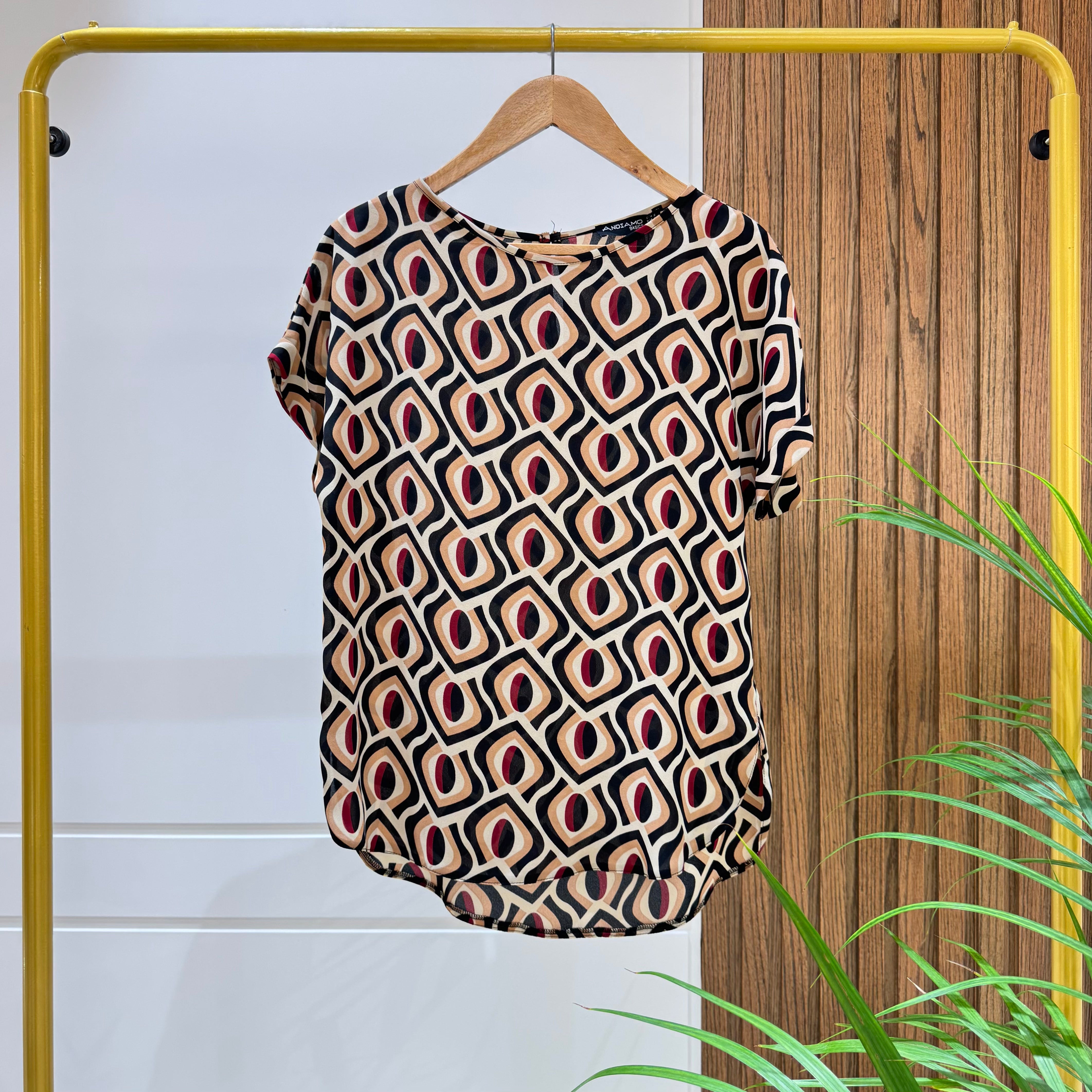 Blouse-Chiffon Crepe-BROWN