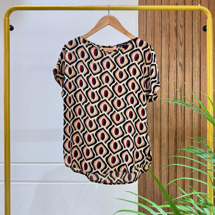 Blouse-Chiffon Crepe-BROWN