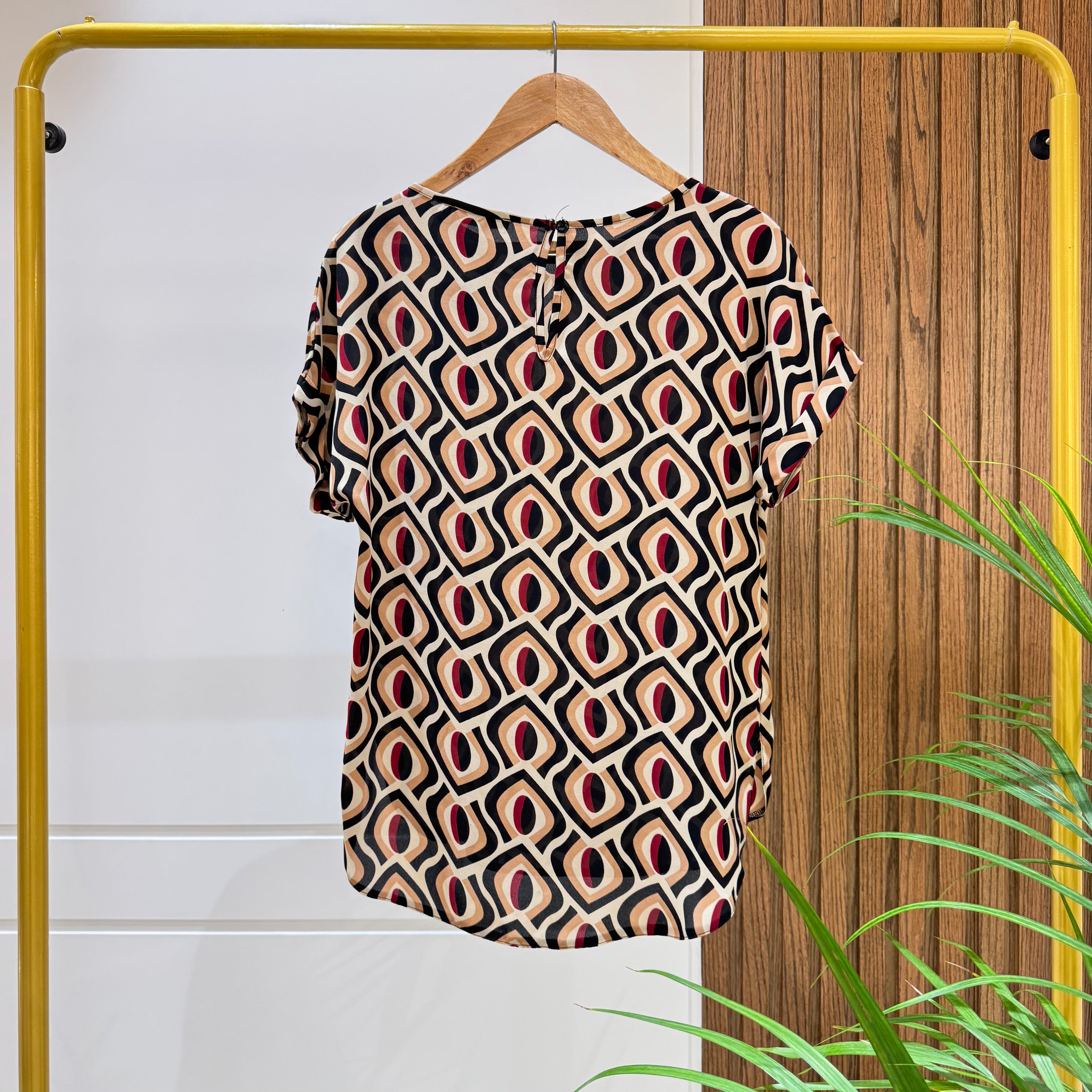 Blouse-Chiffon Crepe-BROWN