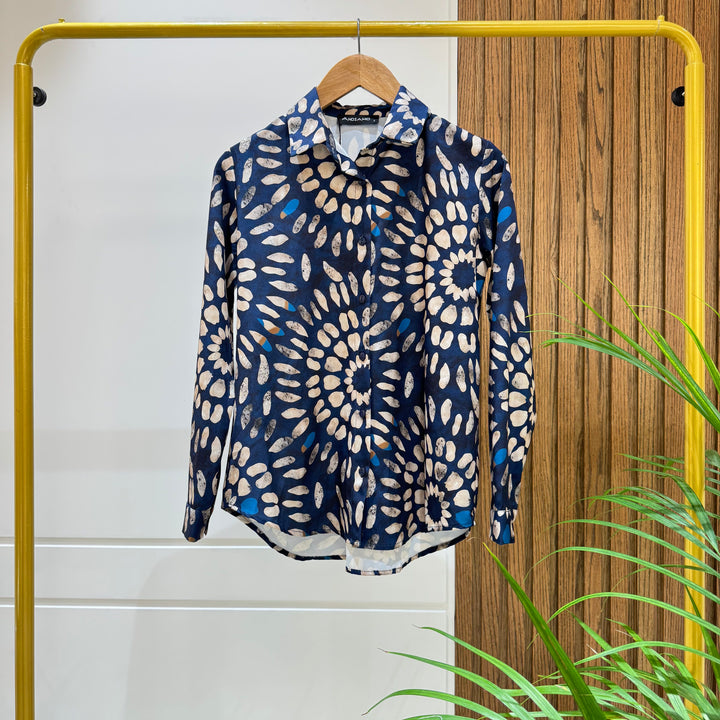 Shirt-Chiffon crepe-Navy