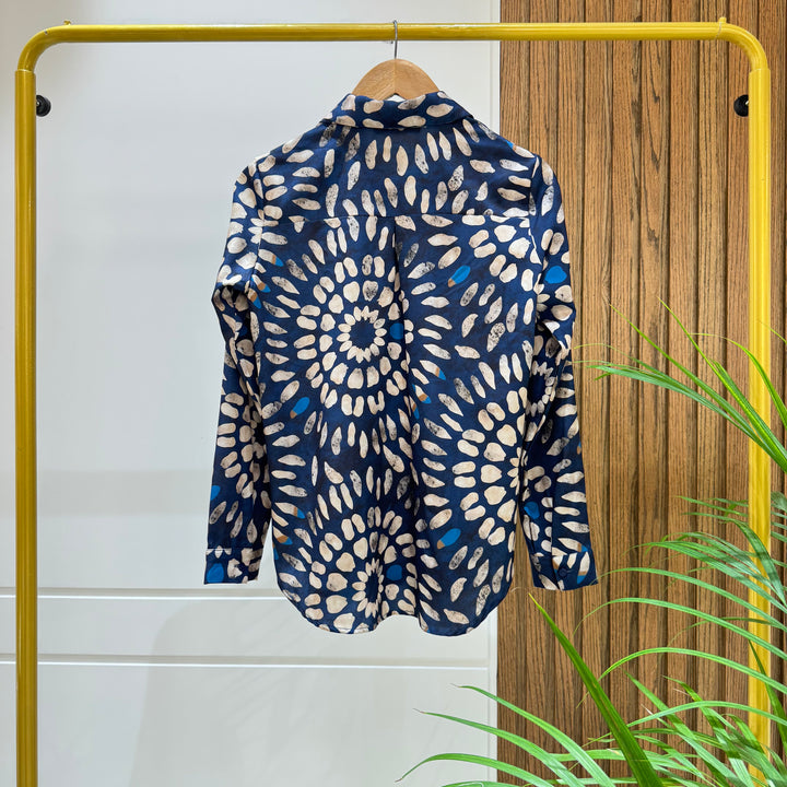 Shirt-Chiffon crepe-Navy
