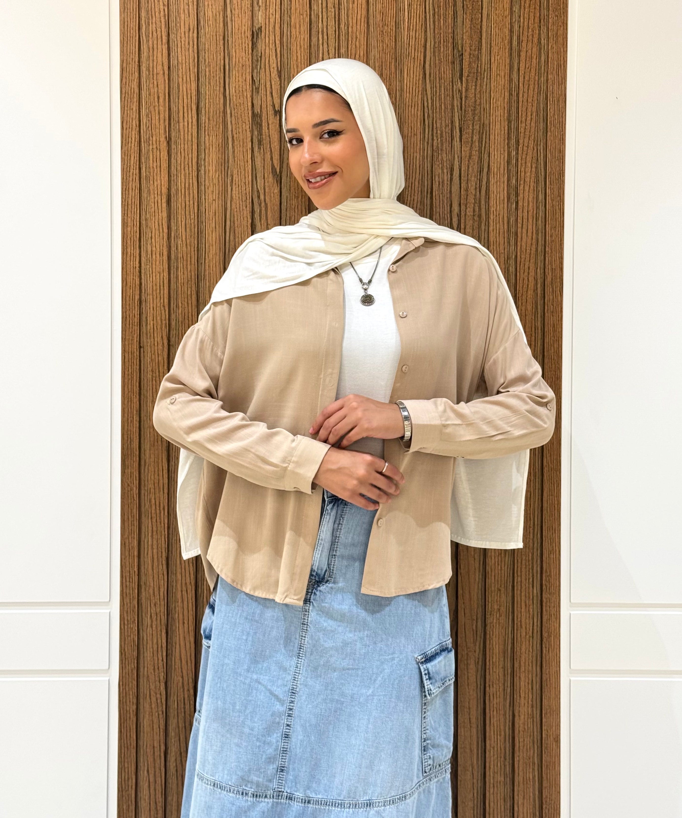 Shirt-Cotton Viscose-BEIGE