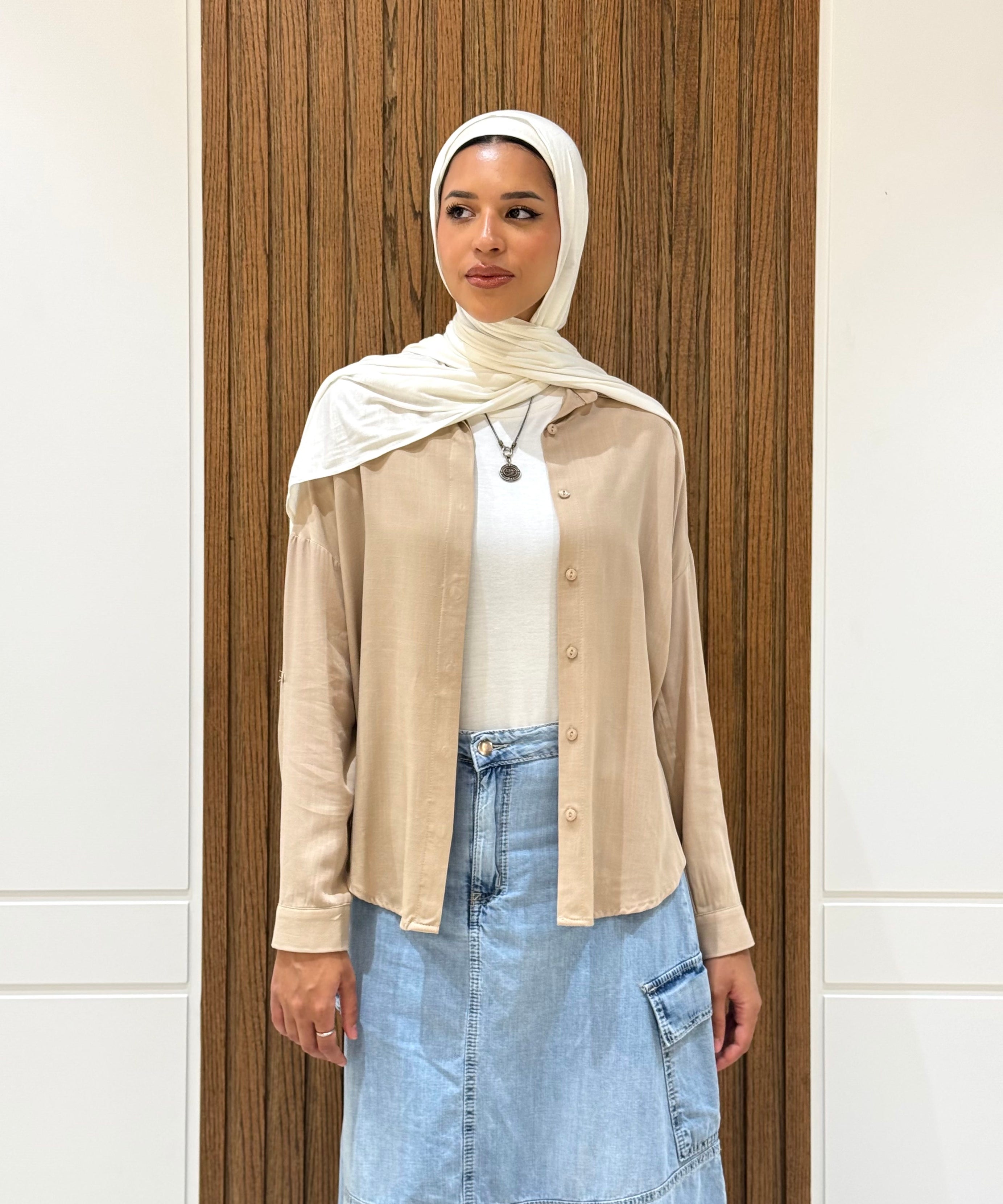 Shirt-Cotton Viscose-BEIGE