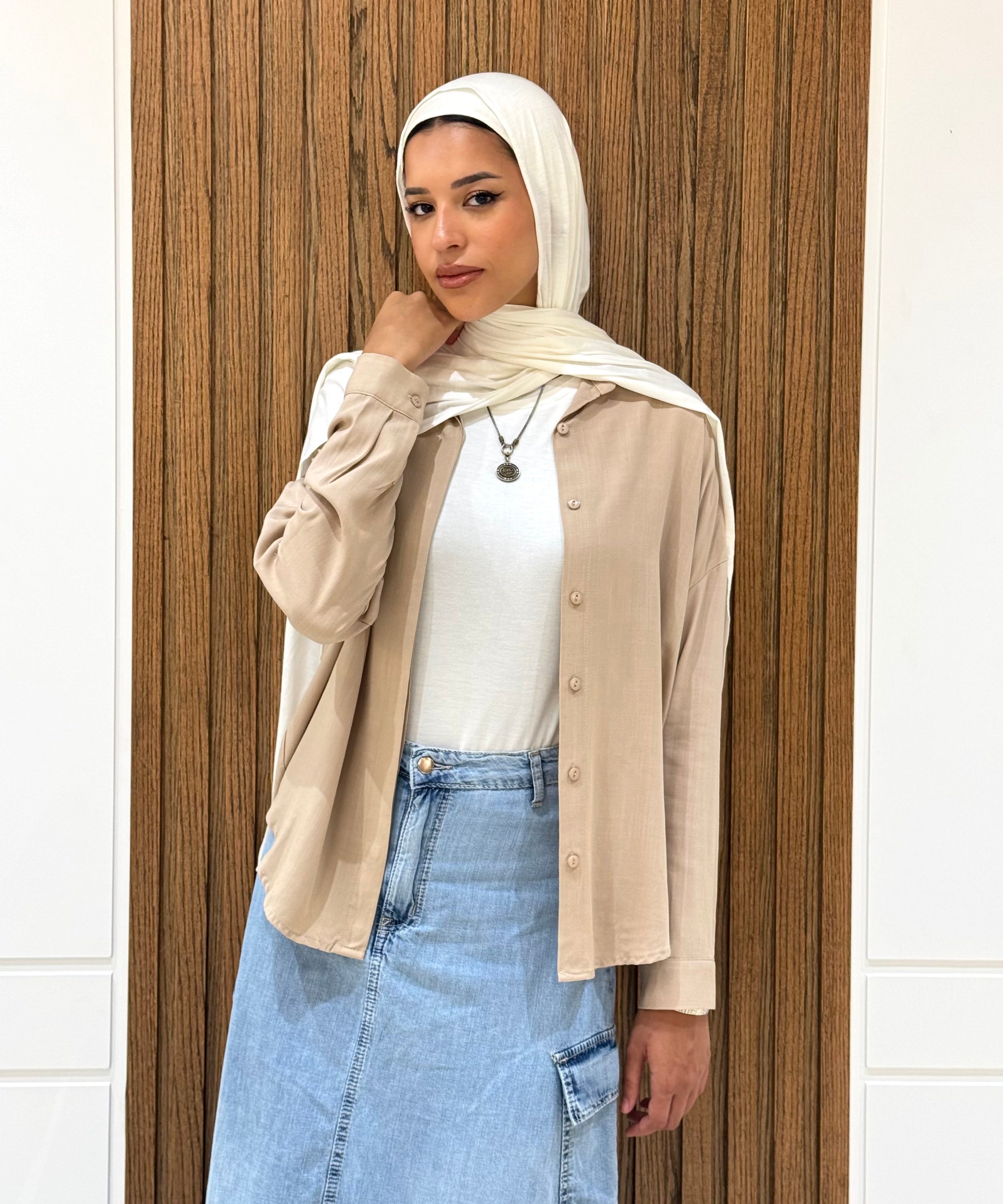 Shirt-Cotton Viscose-BEIGE