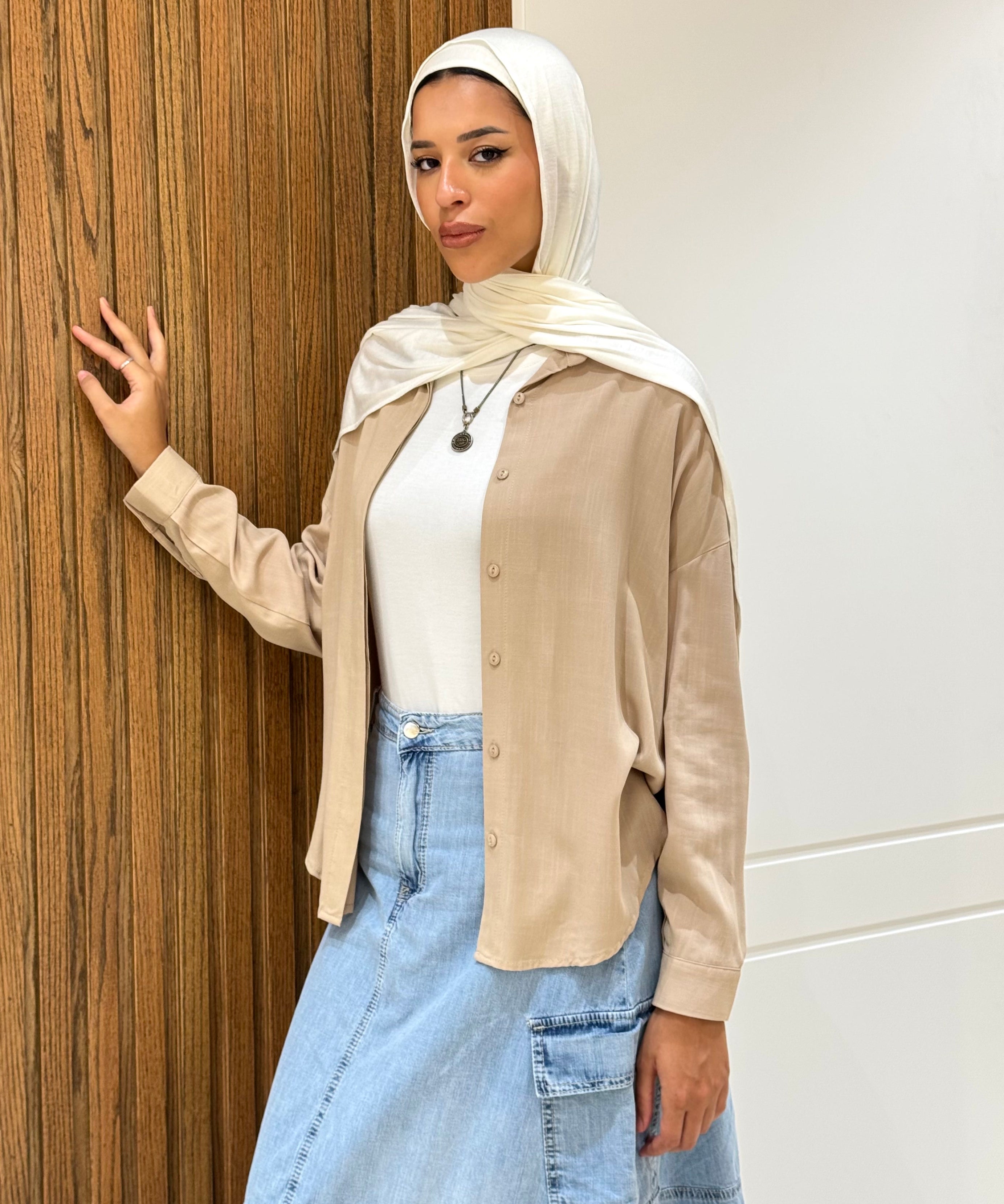 Shirt-Cotton Viscose-BEIGE