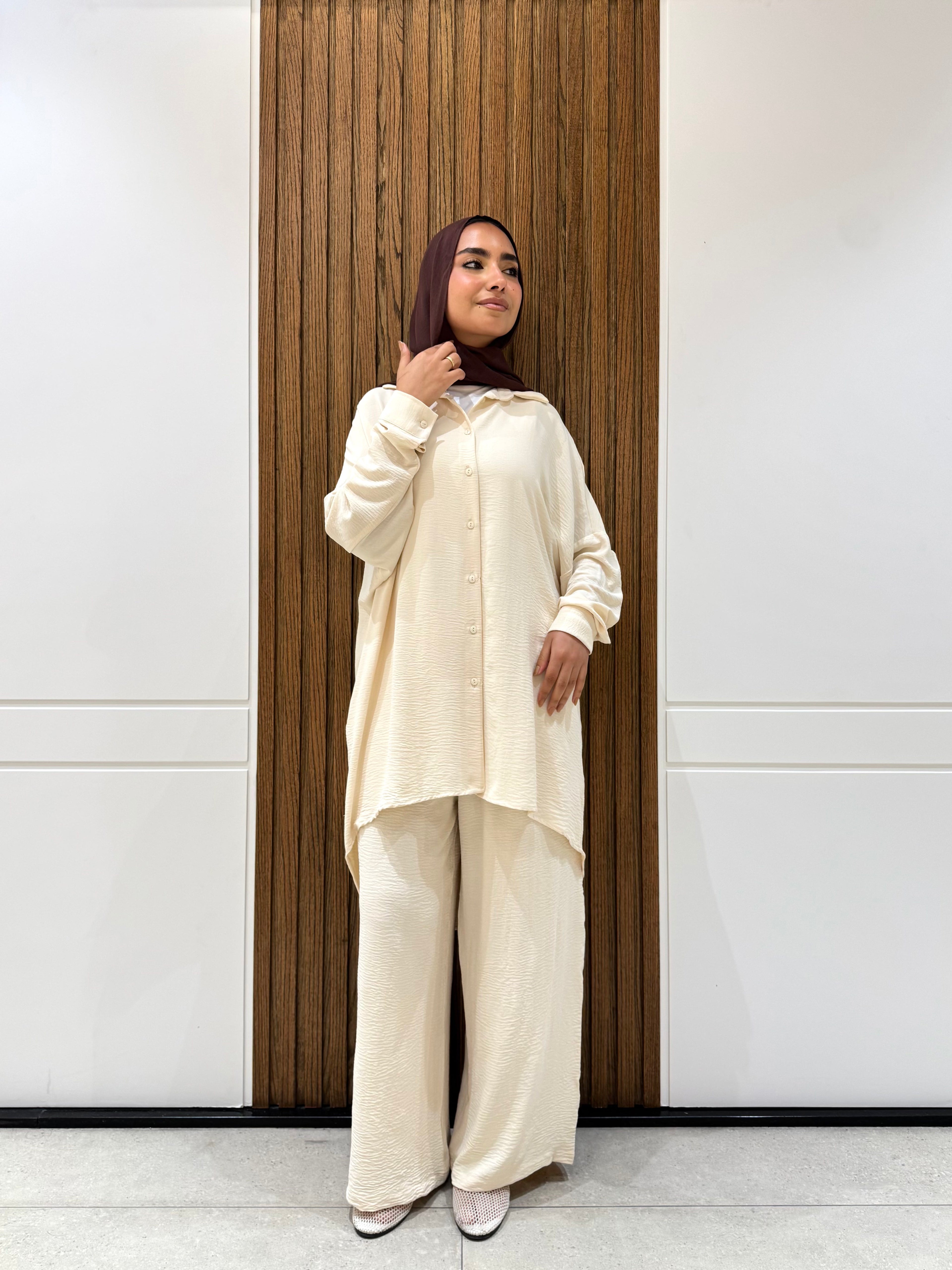 Trousers-Thick Crepe-L BEIGE