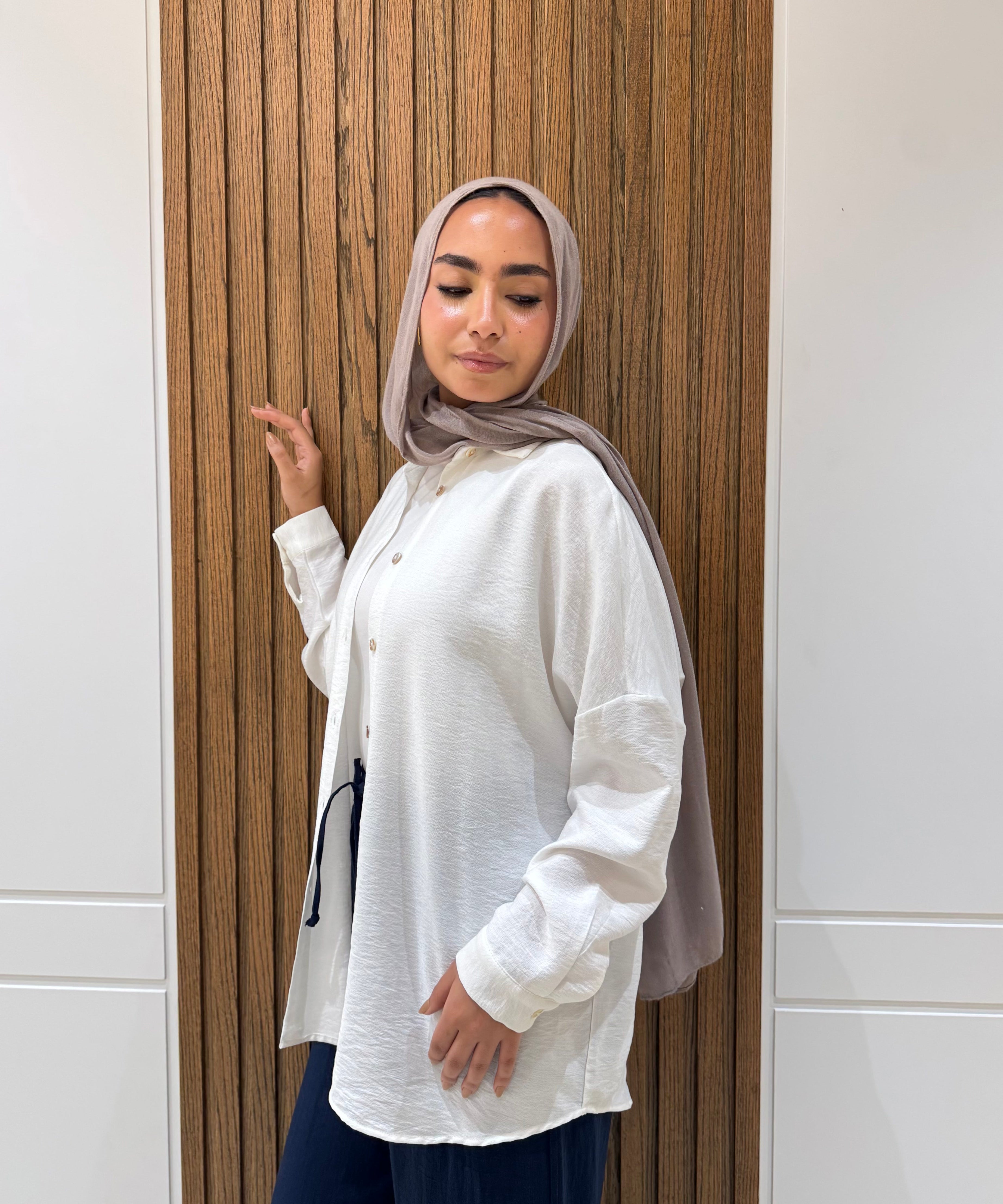 Casual Oversized Shirt-Linen-White