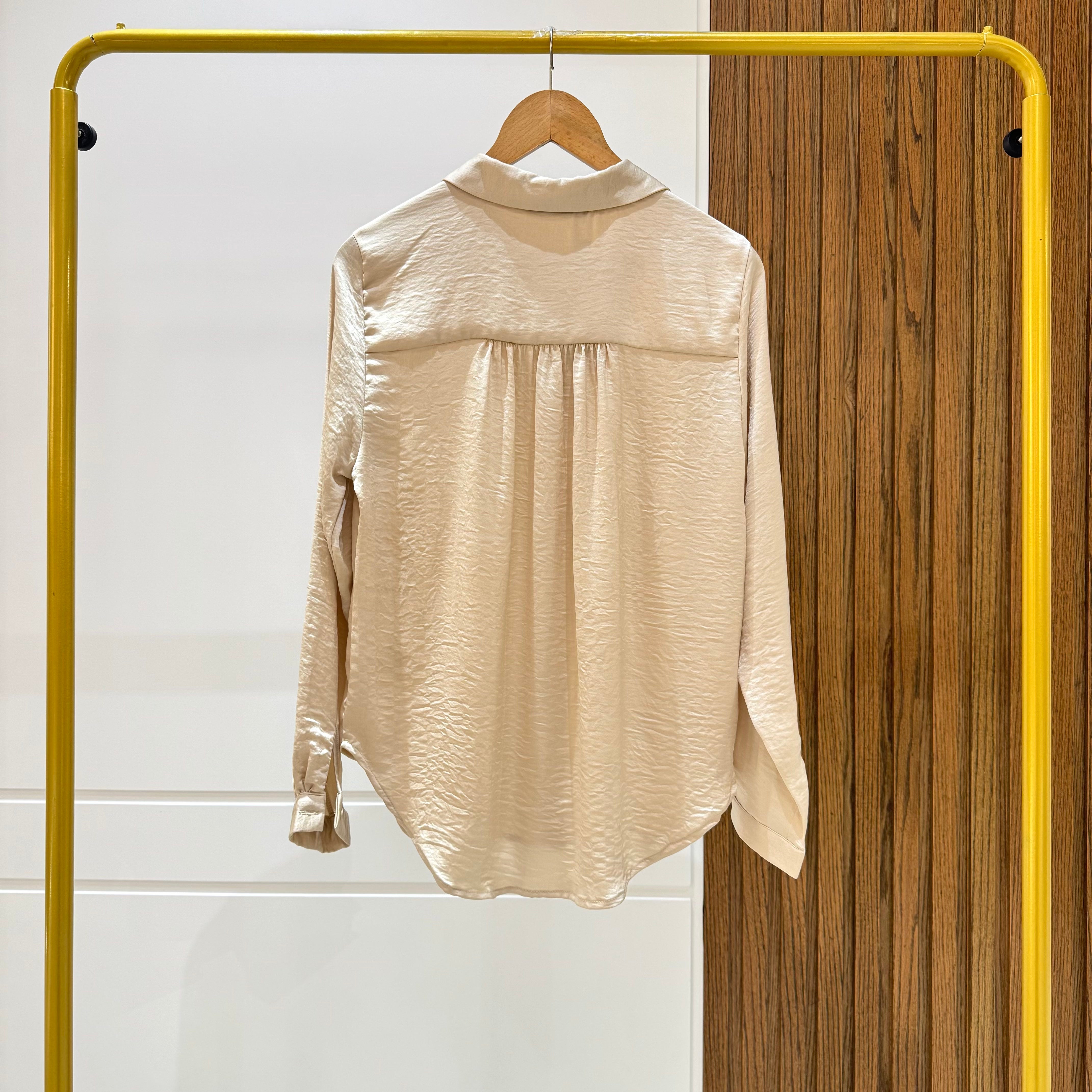 Shirt-Chiffon Crepe-BEIGE