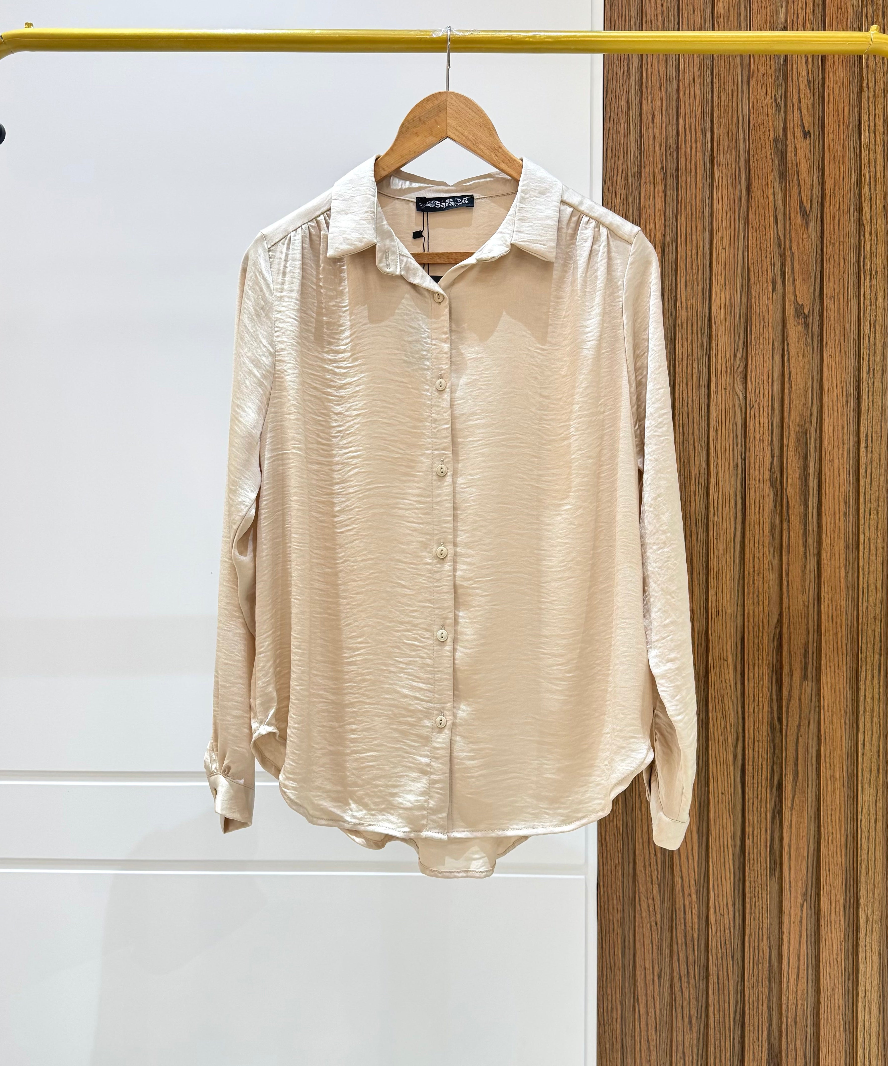 Shirt-Chiffon Crepe-BEIGE