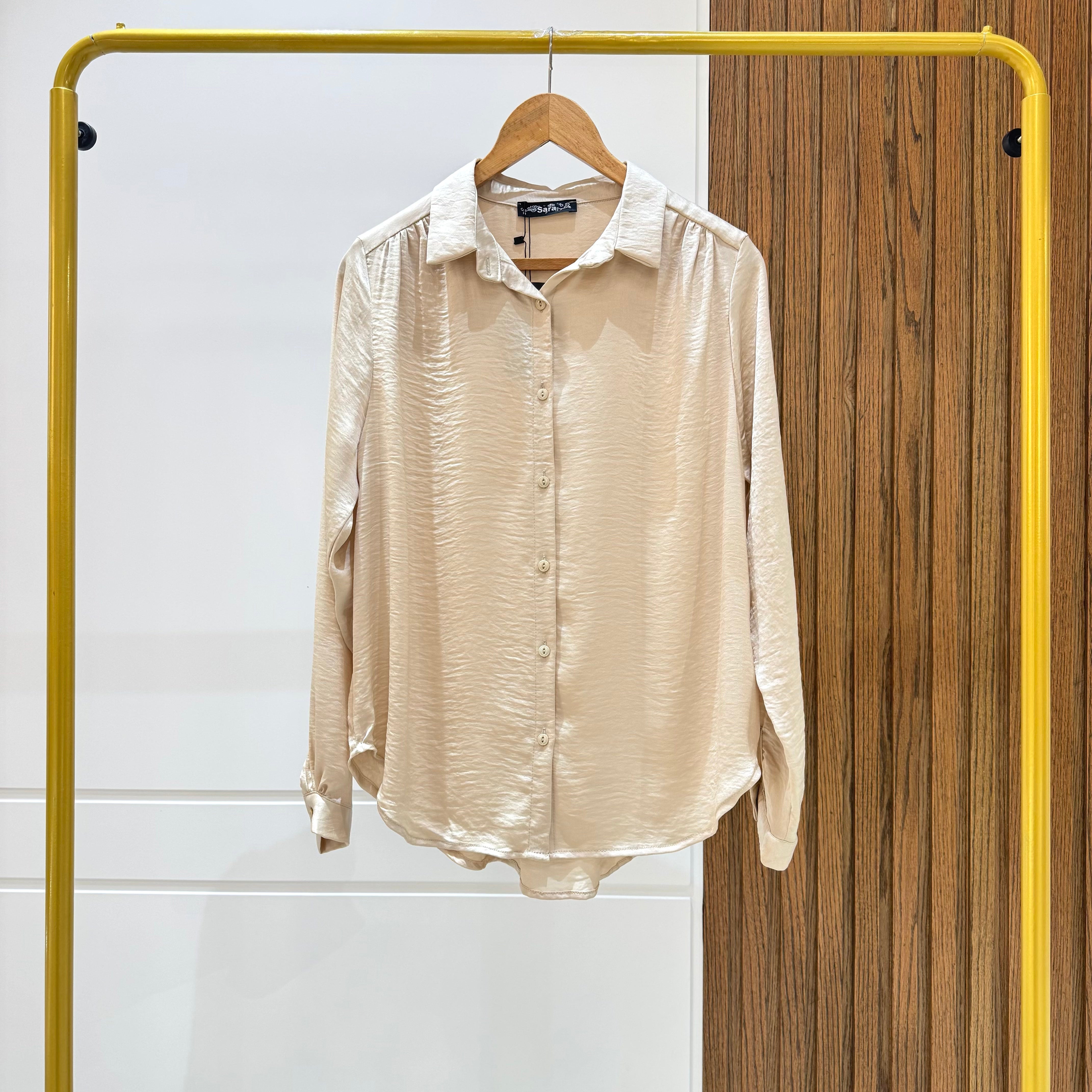 Shirt-Chiffon Crepe-BEIGE