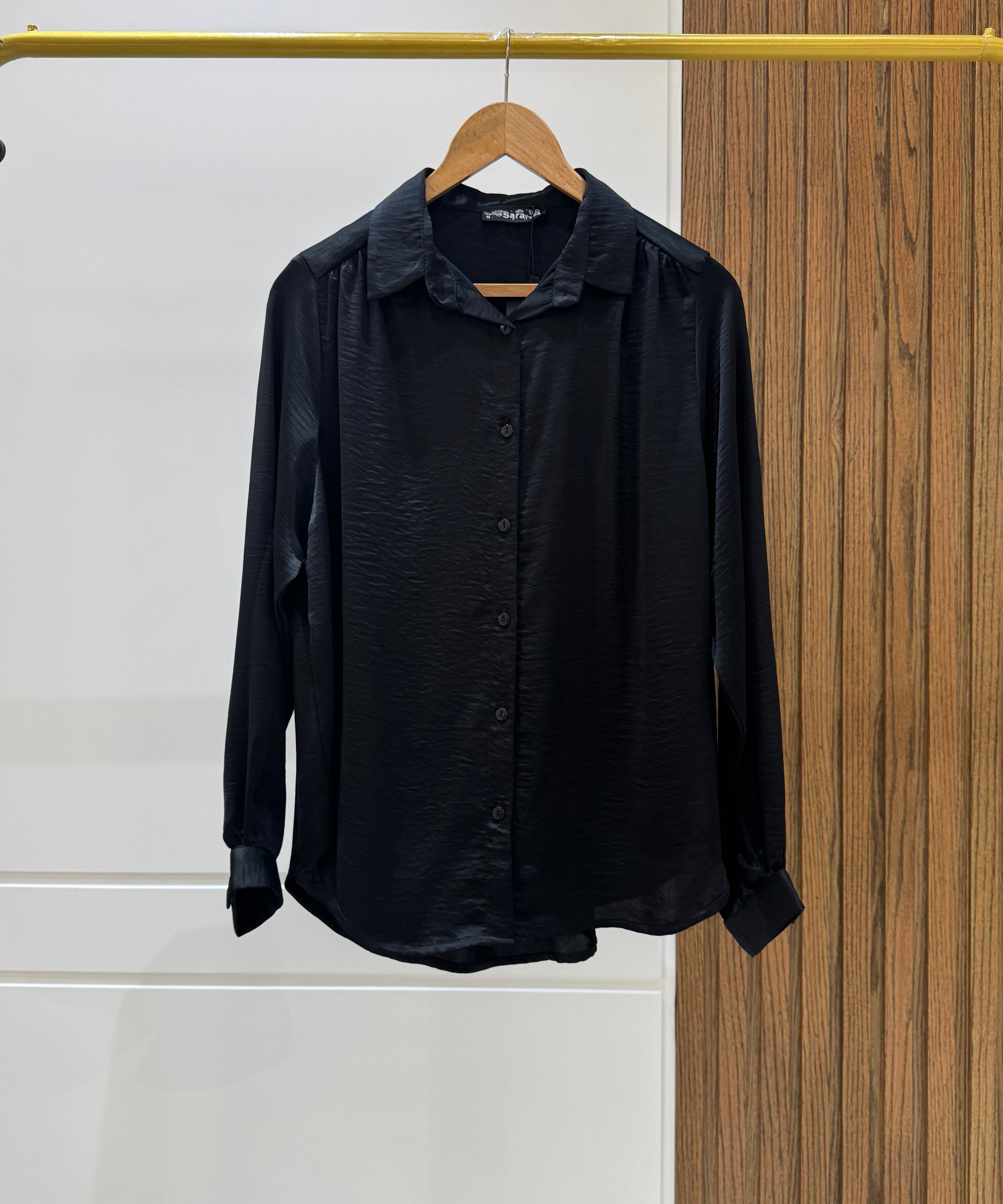 Shirt-Chiffon Crepe-BLACK