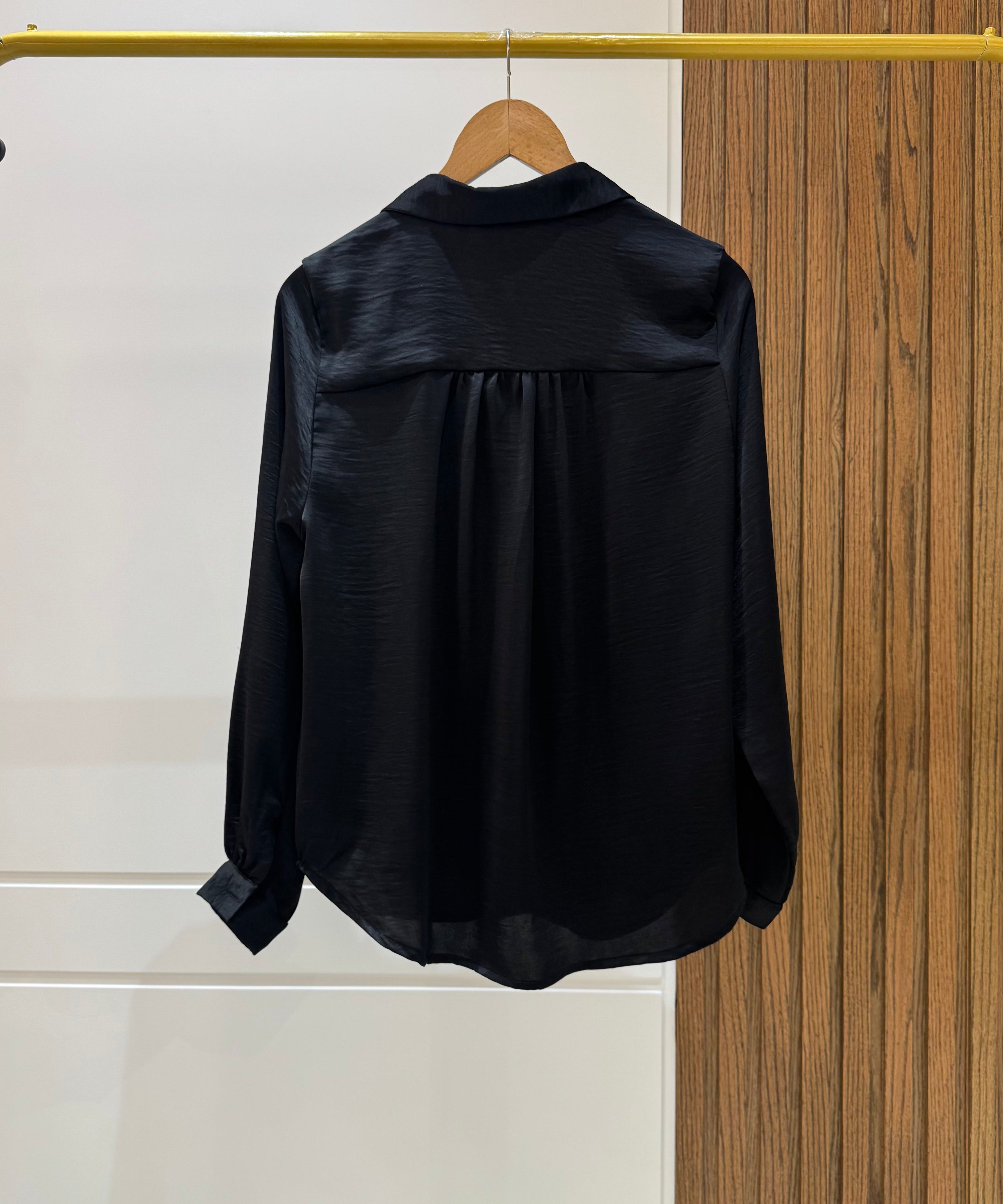 Shirt-Chiffon Crepe-BLACK
