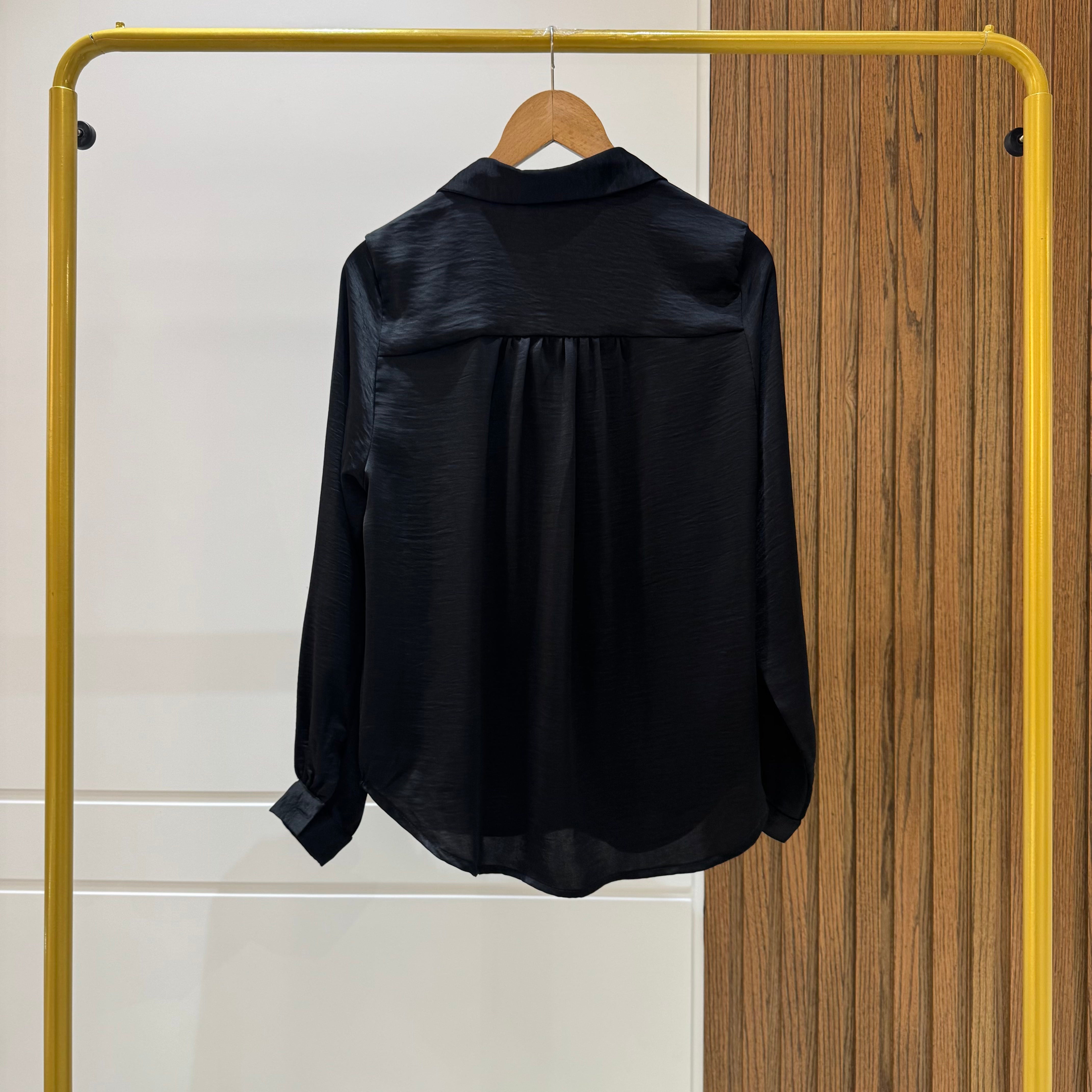 Shirt-Chiffon Crepe-BLACK