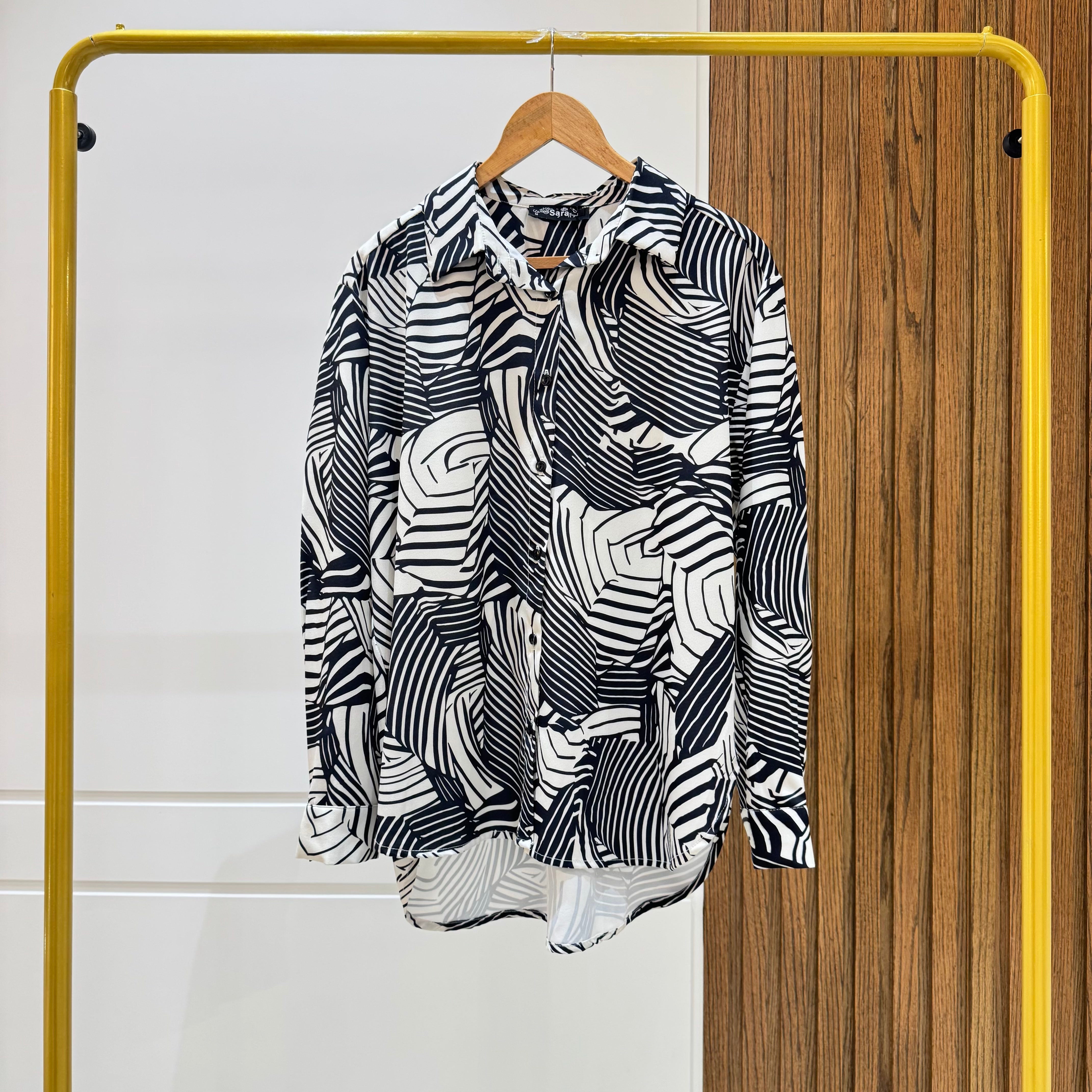 Shirt-Chiffon crepe-BLACK