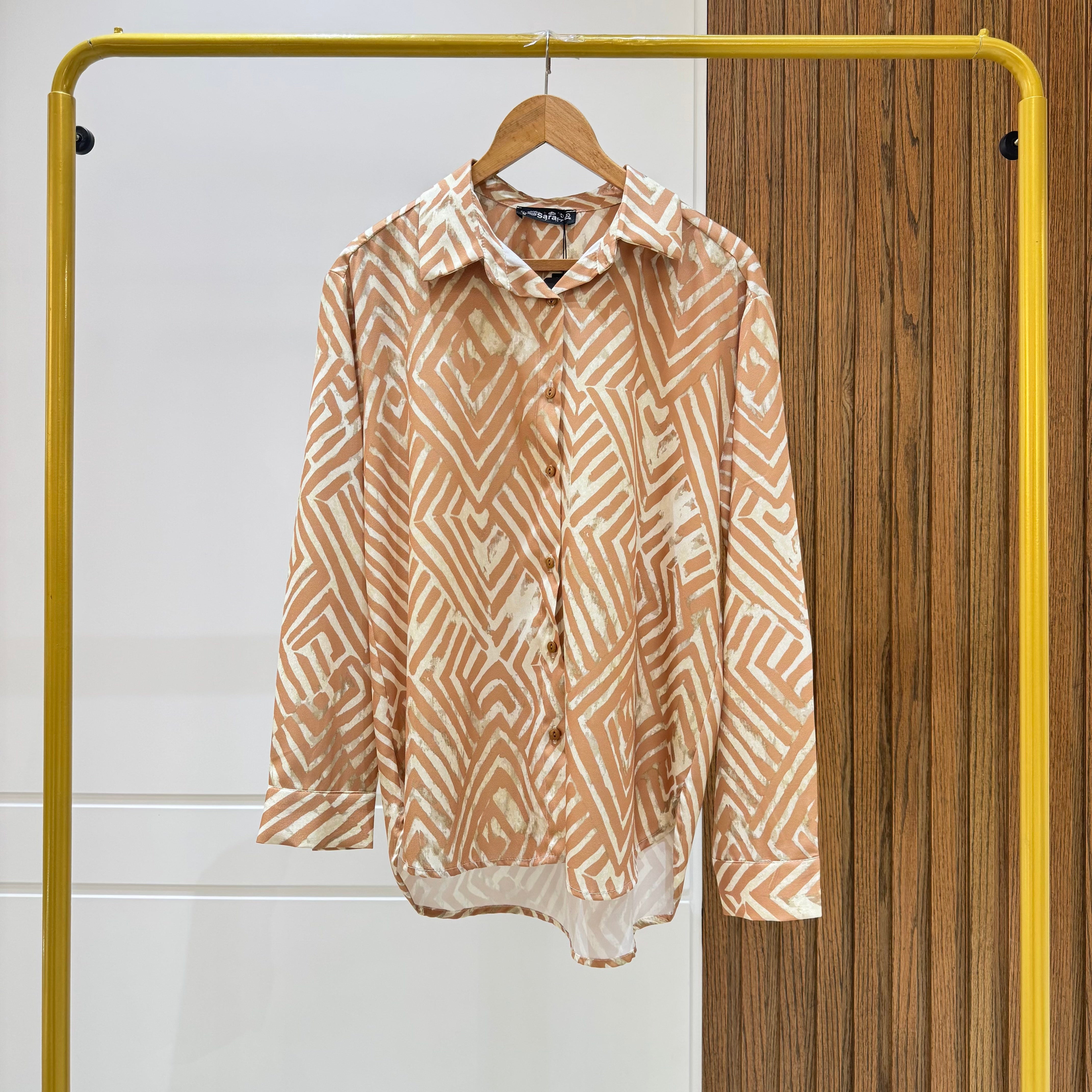 Shirt-Chiffon crepe-BEIGE