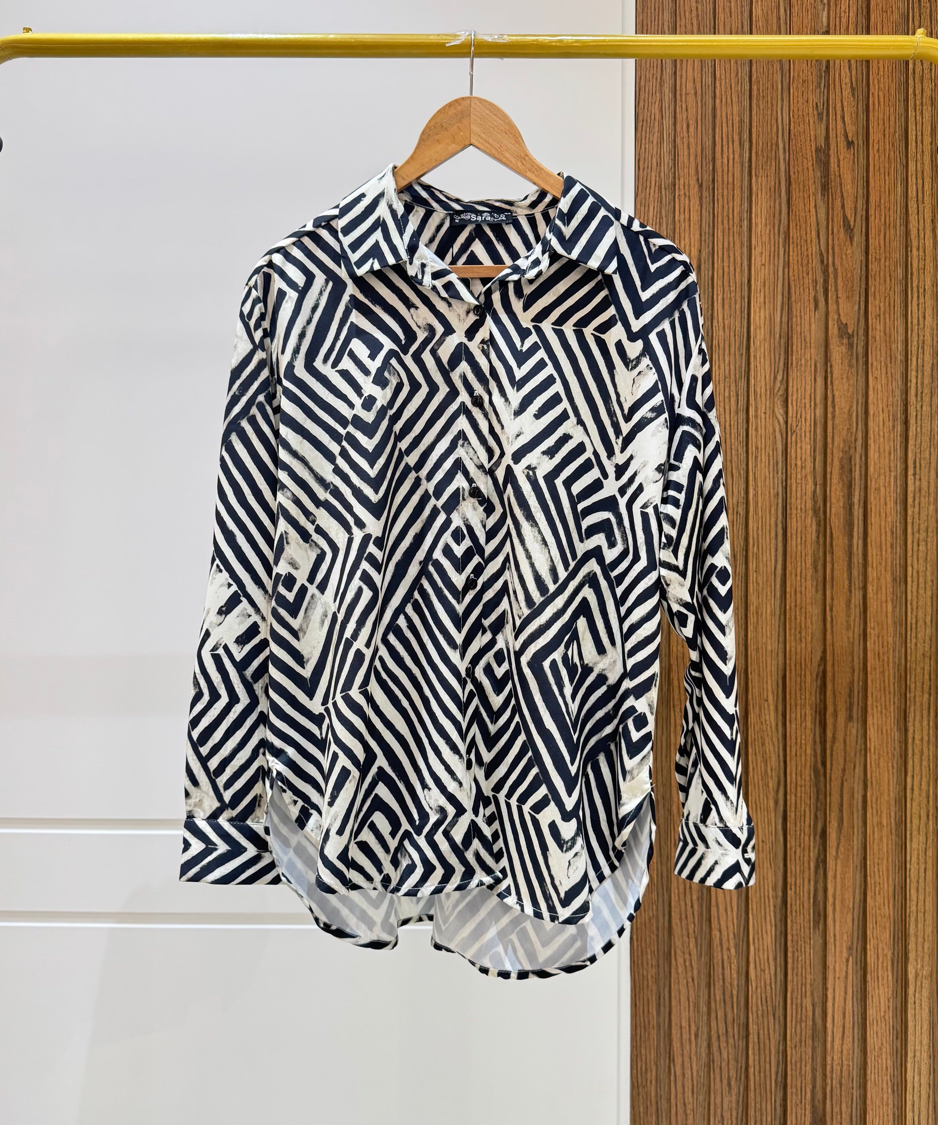 Shirt-Chiffon crepe-BLACK