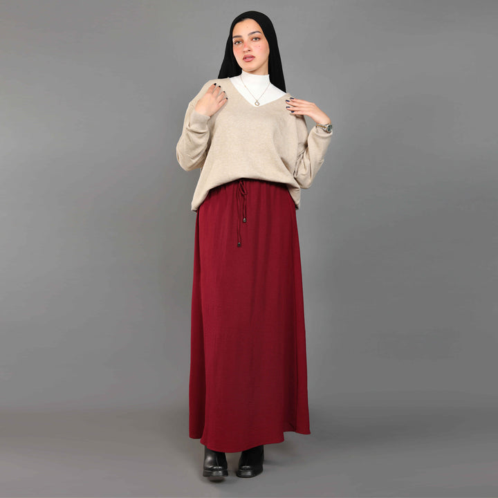 Skirt-Cotton Viscose-BURGUNDY