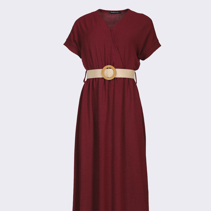 Dress-Cotton Viscose-BURGUNDY