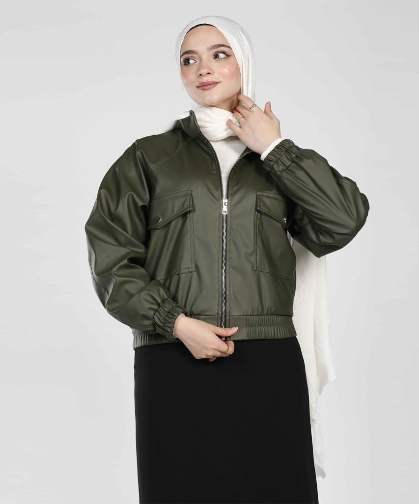 Jacket-Leather-OLIVE