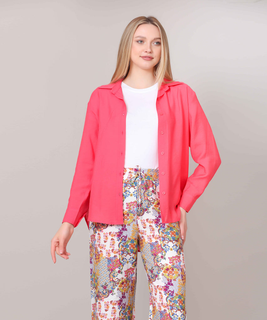 Shirt-Cotton Viscose-FUCHSIA