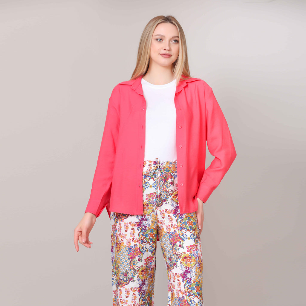 Shirt-Cotton Viscose-FUCHSIA