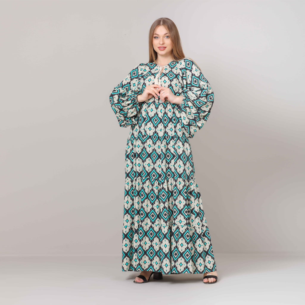 Dress-Cotton Viscose-TURQOISE