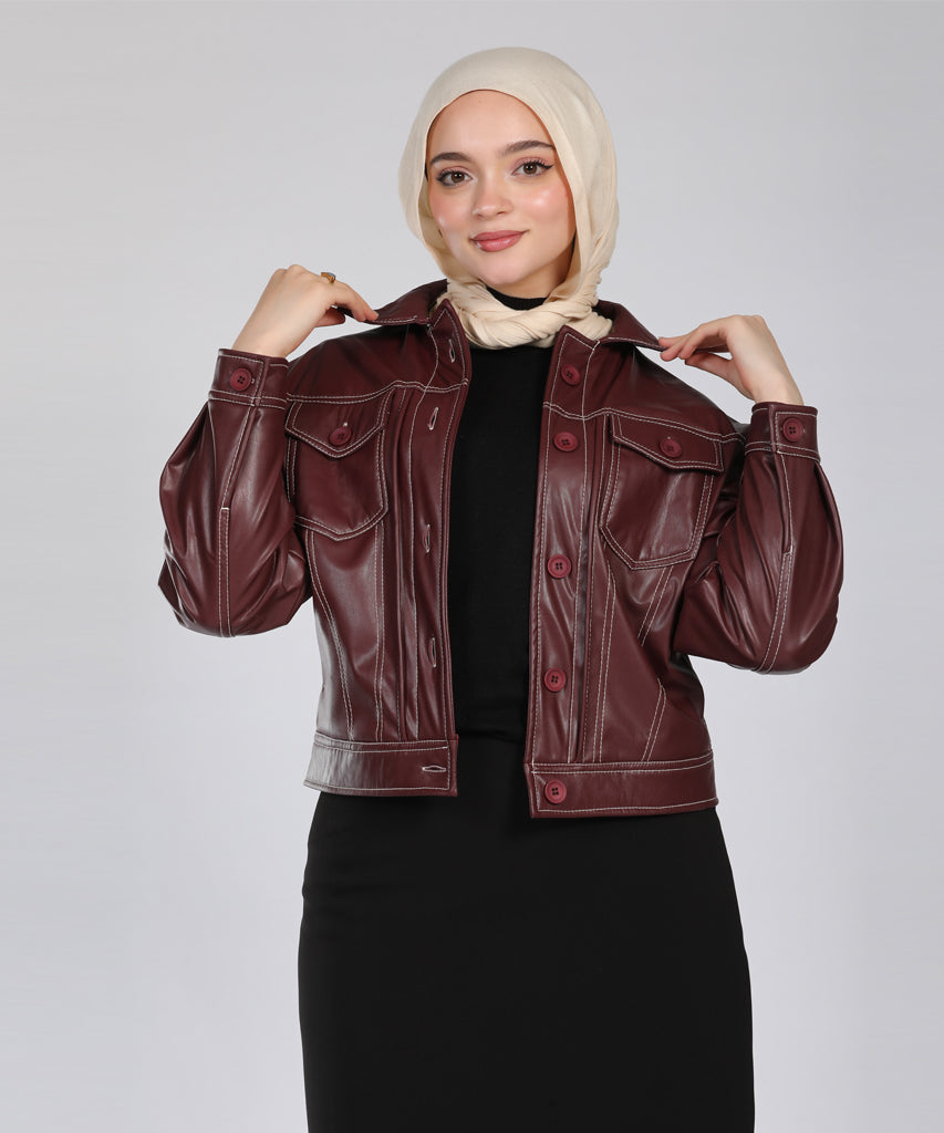 Jacket-Leather-BURGUNDY